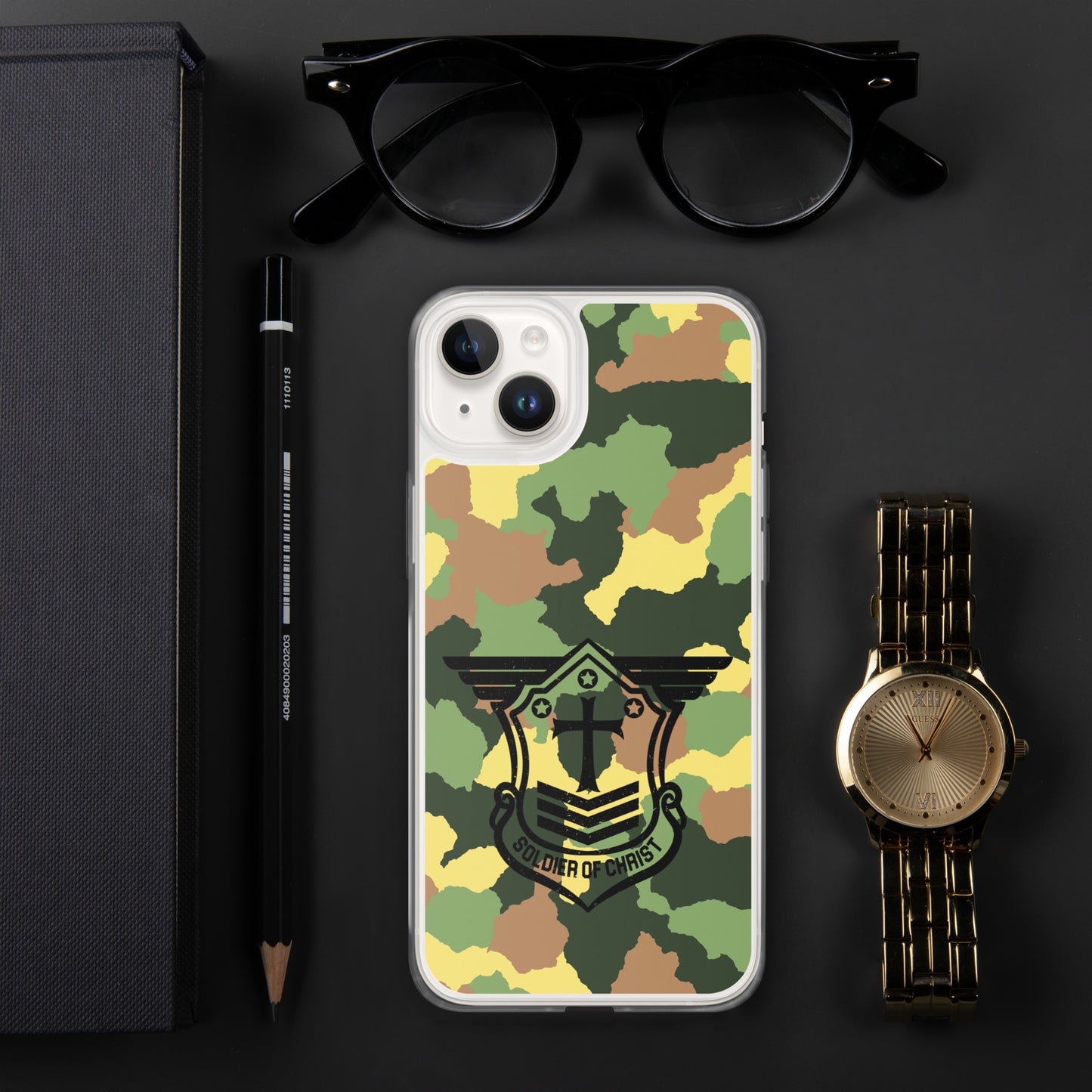 Soldier of Christ Black Camo Green Clear Case for iPhone®