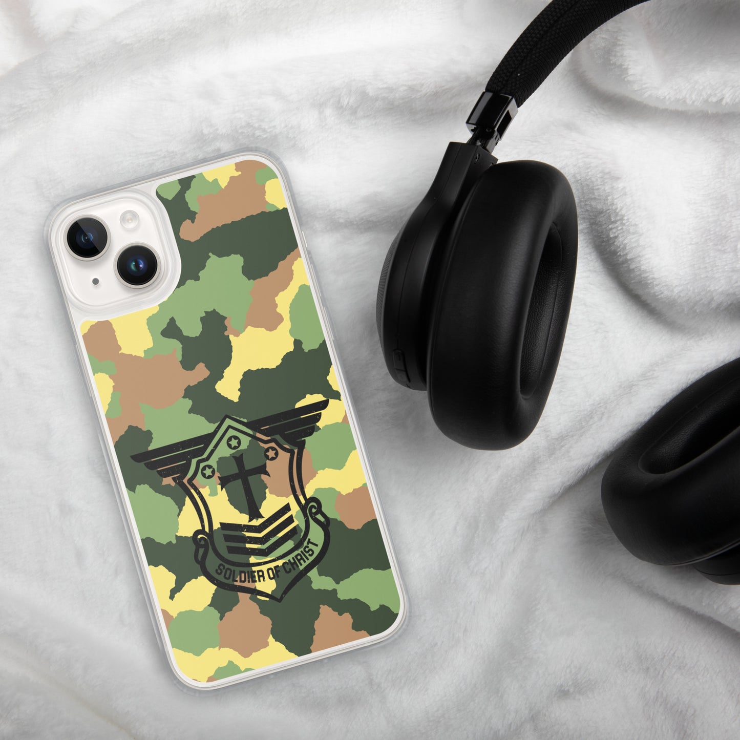 Soldier of Christ Black Camo Green Clear Case for iPhone®