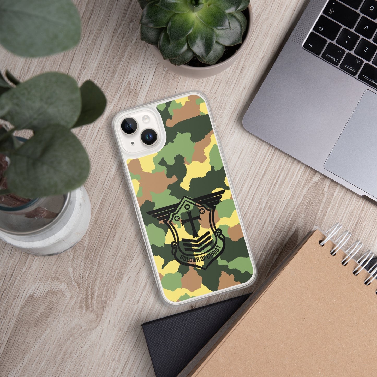 Soldier of Christ Black Camo Green Clear Case for iPhone®