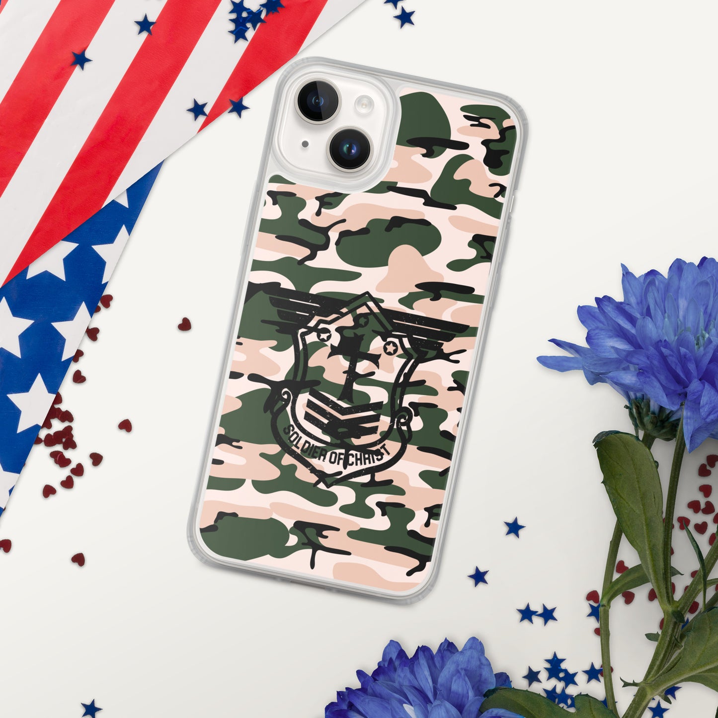 Soldier of Christ Black Camo Pink Clear Case for iPhone®