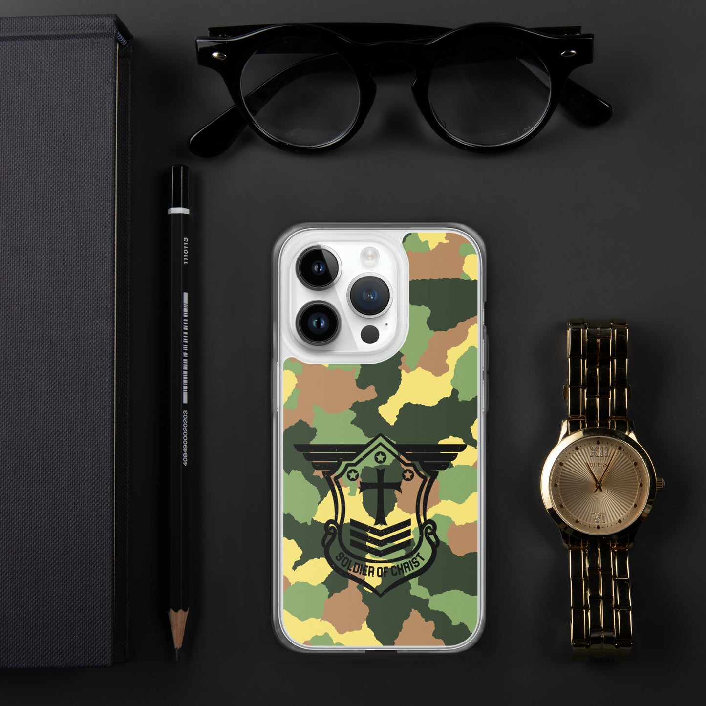 Soldier of Christ Black Camo Green Clear Case for iPhone®