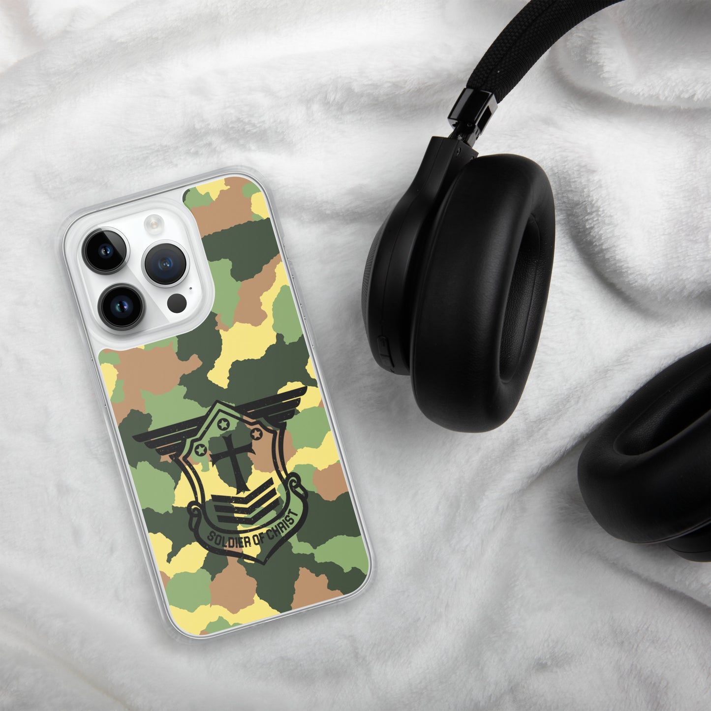 Soldier of Christ Black Camo Green Clear Case for iPhone®