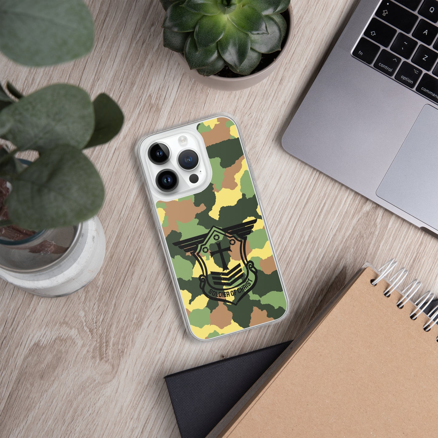 Soldier of Christ Black Camo Green Clear Case for iPhone®