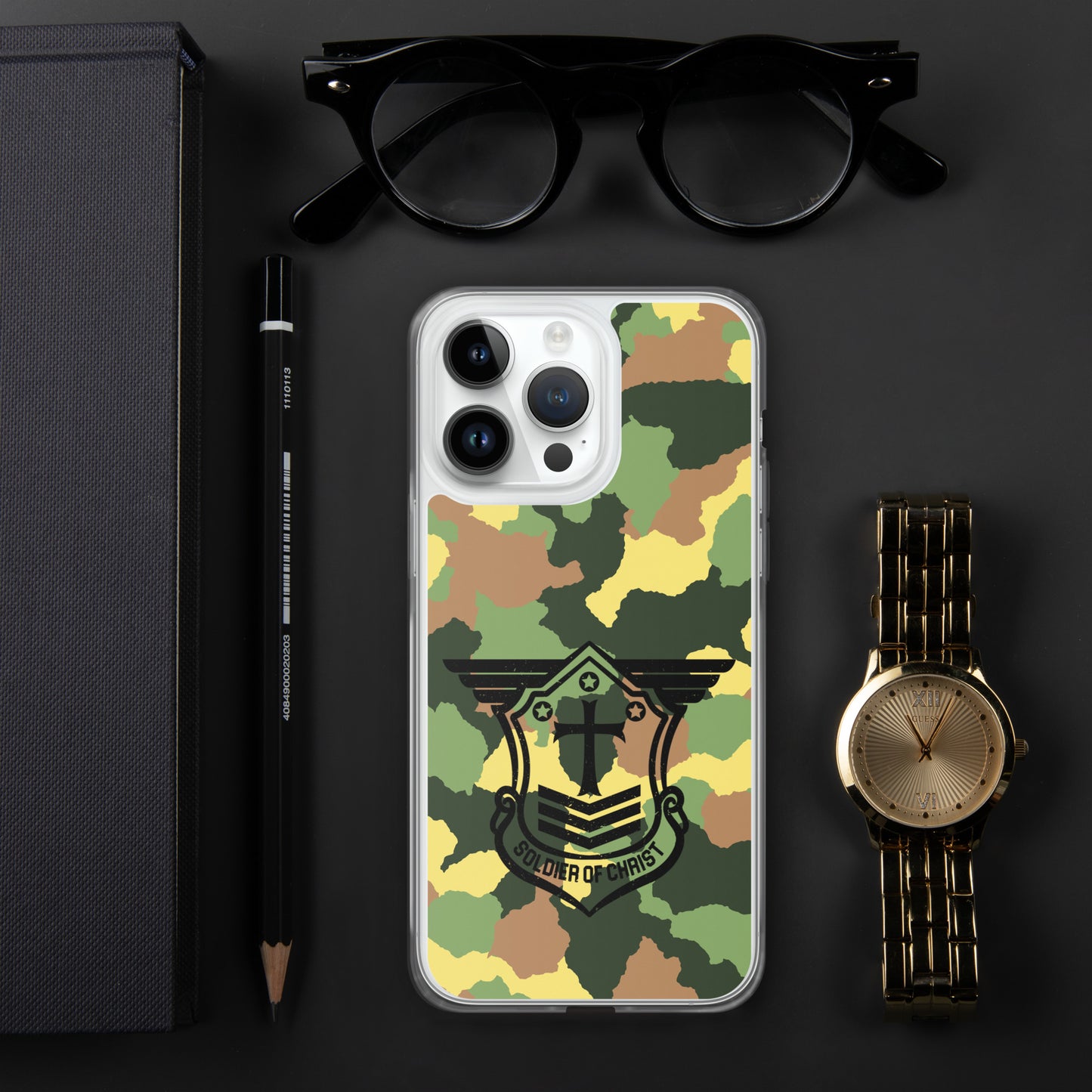 Soldier of Christ Black Camo Green Clear Case for iPhone®