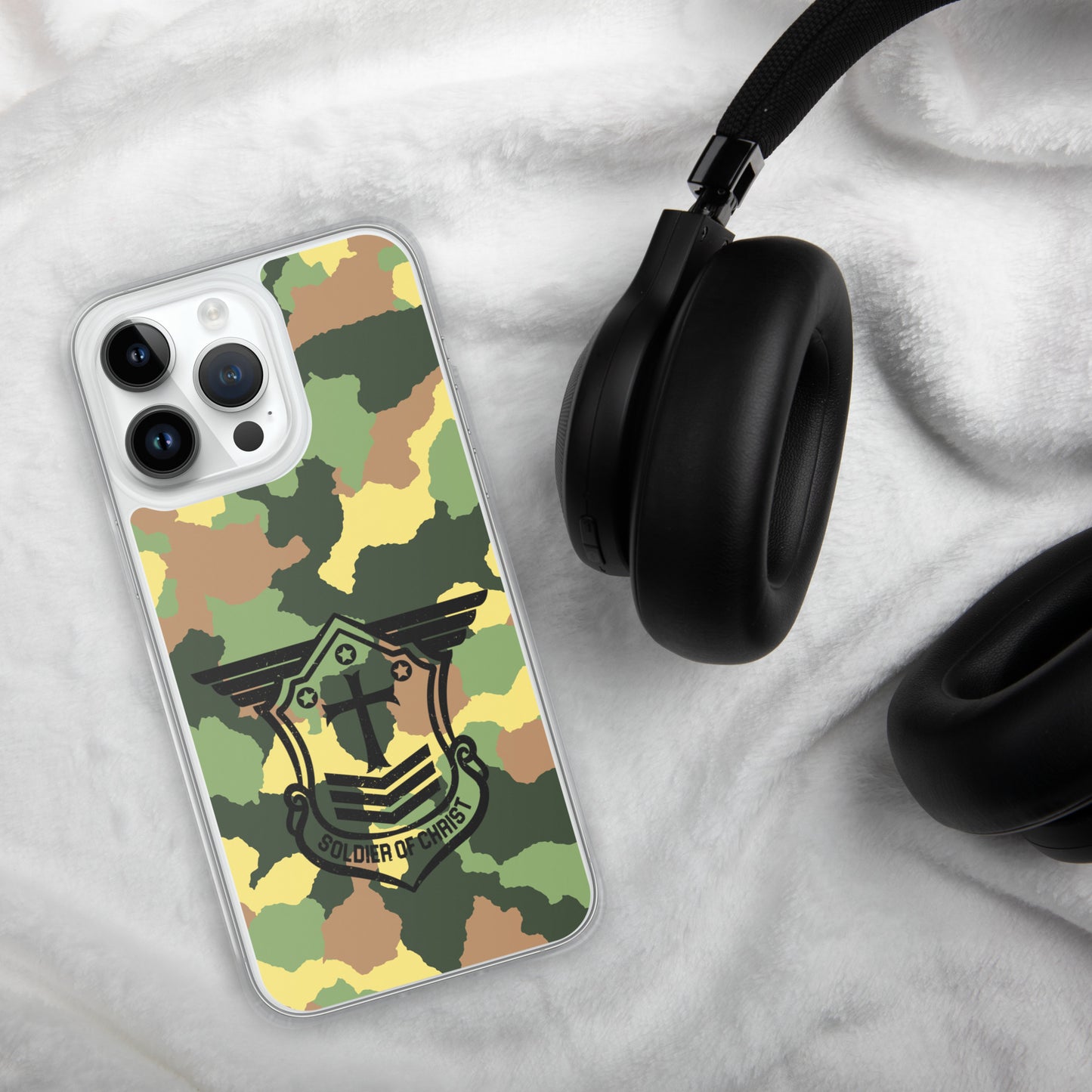 Soldier of Christ Black Camo Green Clear Case for iPhone®