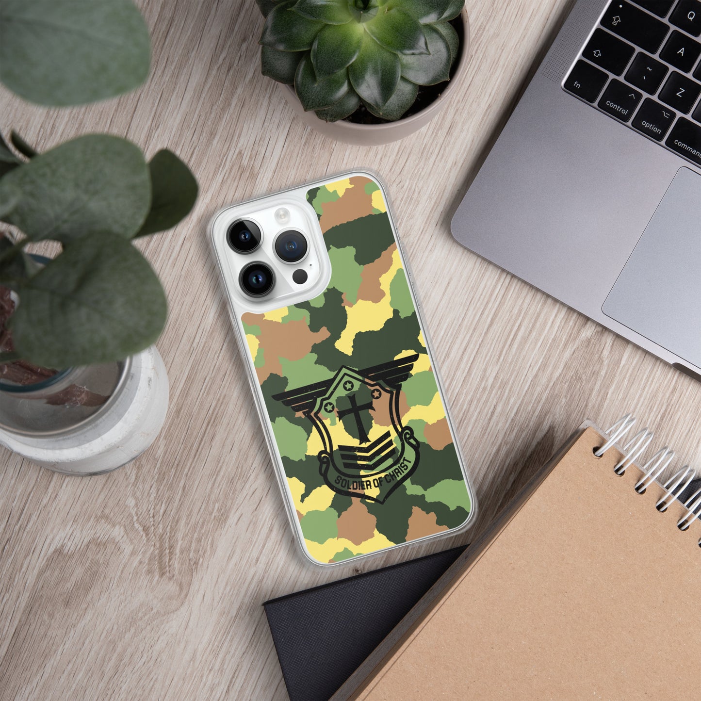 Soldier of Christ Black Camo Green Clear Case for iPhone®