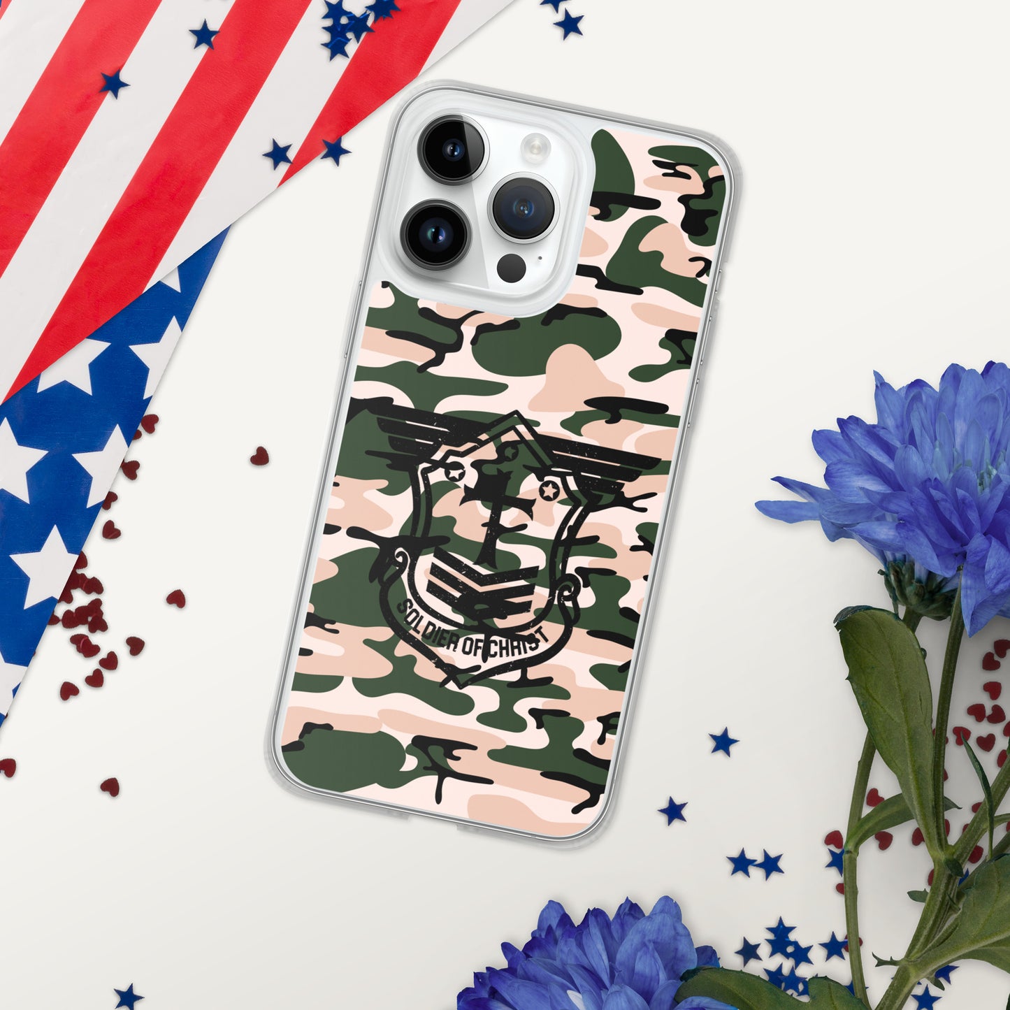 Soldier of Christ Black Camo Pink Clear Case for iPhone®