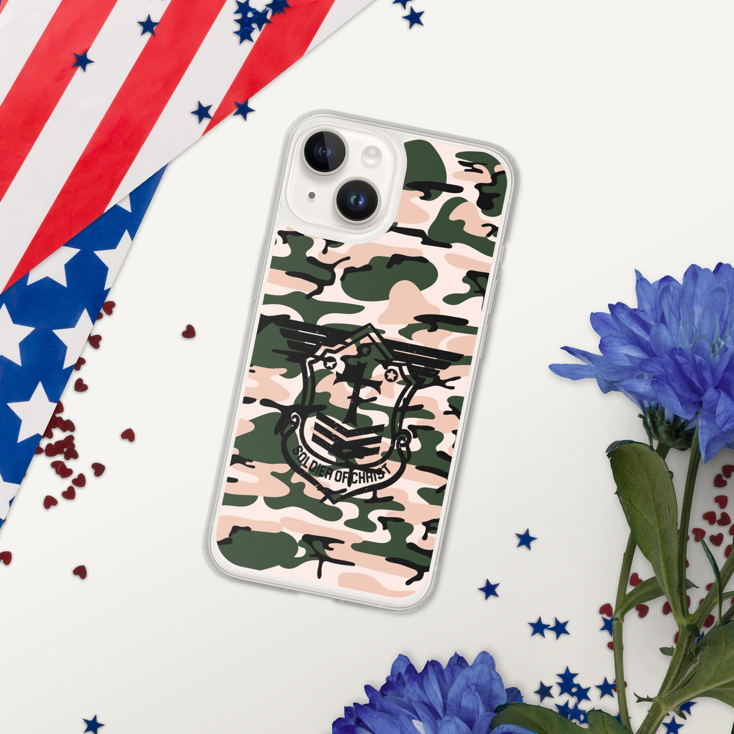 Soldier of Christ Black Camo Pink Clear Case for iPhone®