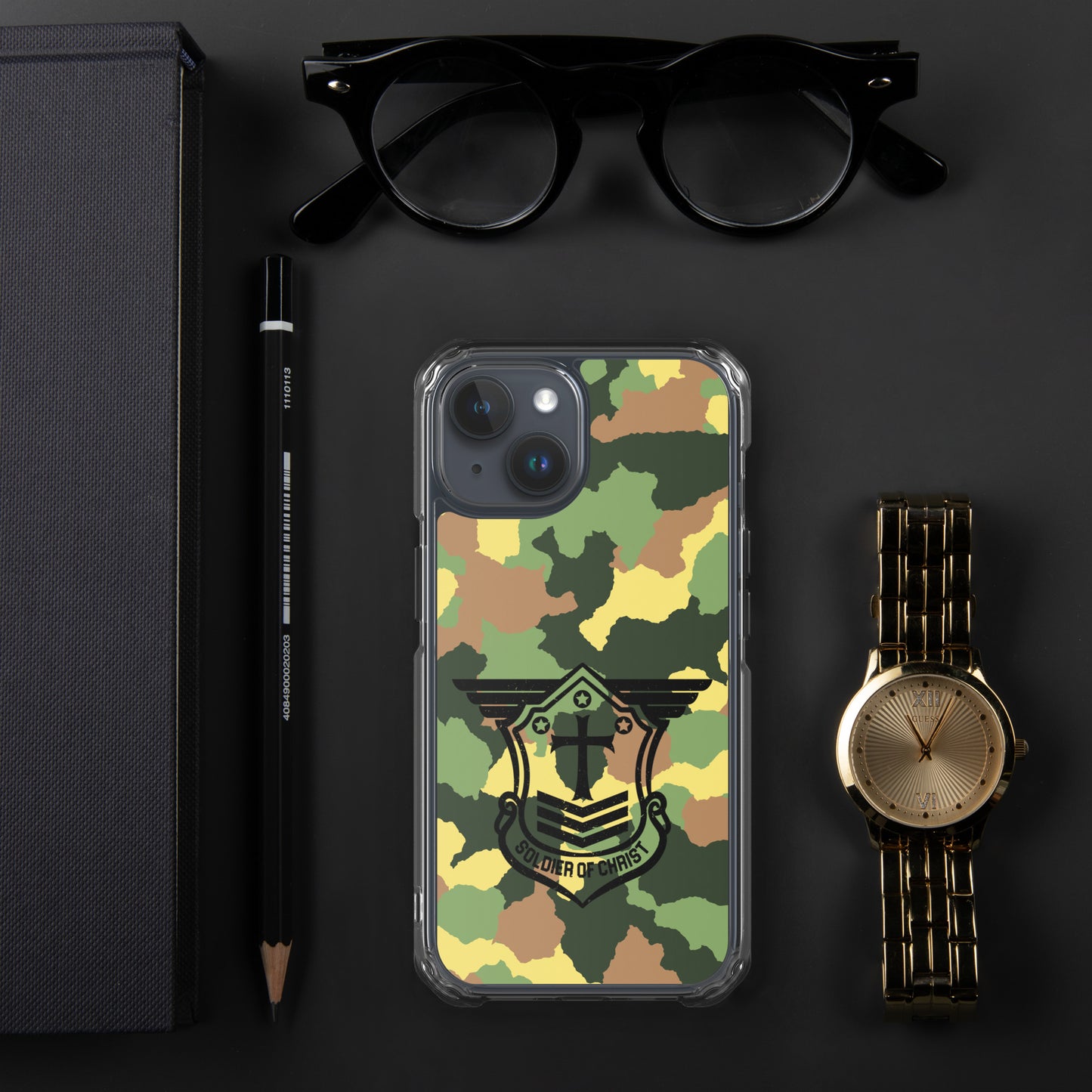 Soldier of Christ Black Camo Green Clear Case for iPhone®