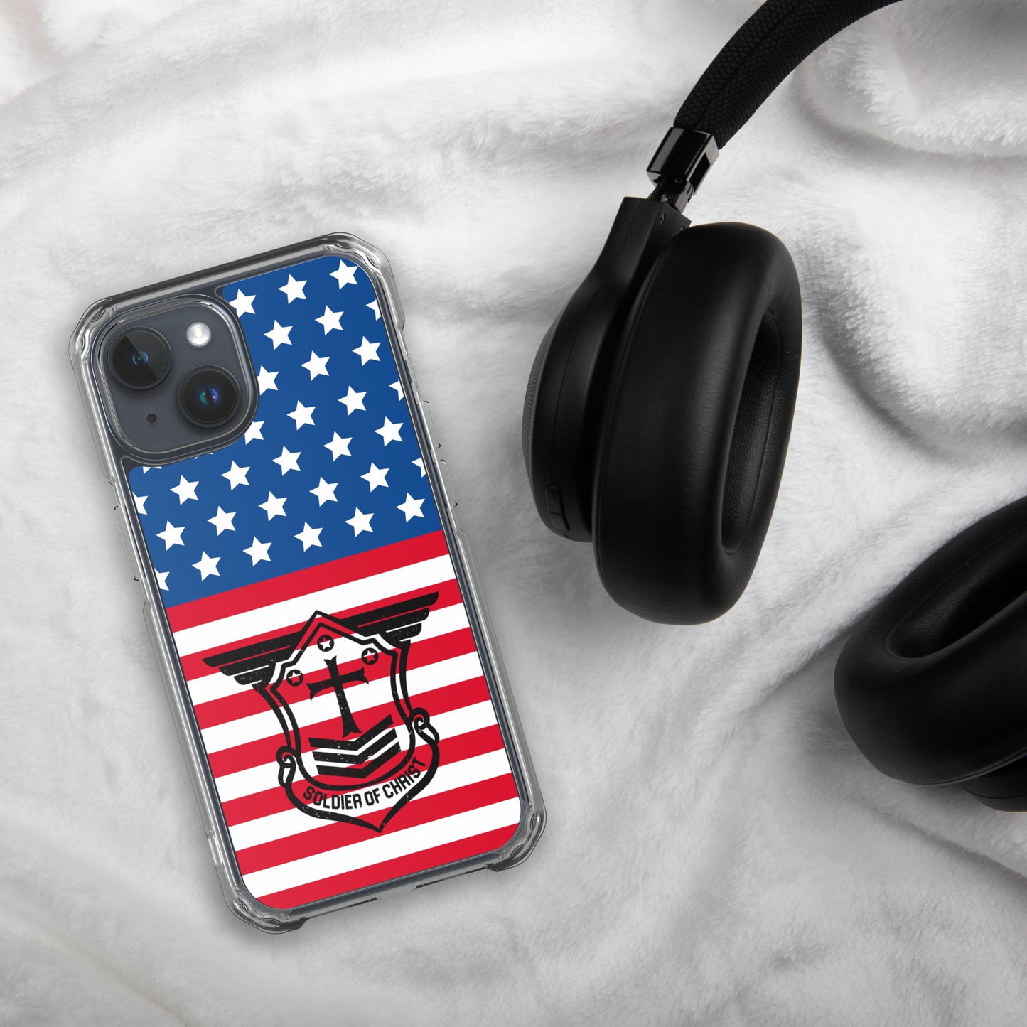 Soldier of Christ Black Patriot Clear Case for iPhone®