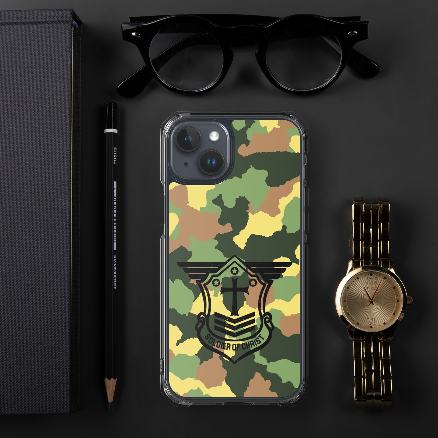 Soldier of Christ Black Camo Green Clear Case for iPhone®