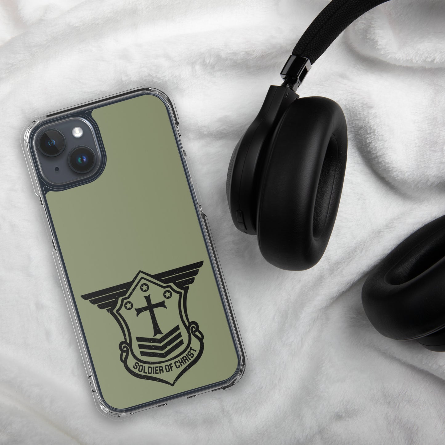 Soldier of Christ Black Military Green Clear Case for iPhone®