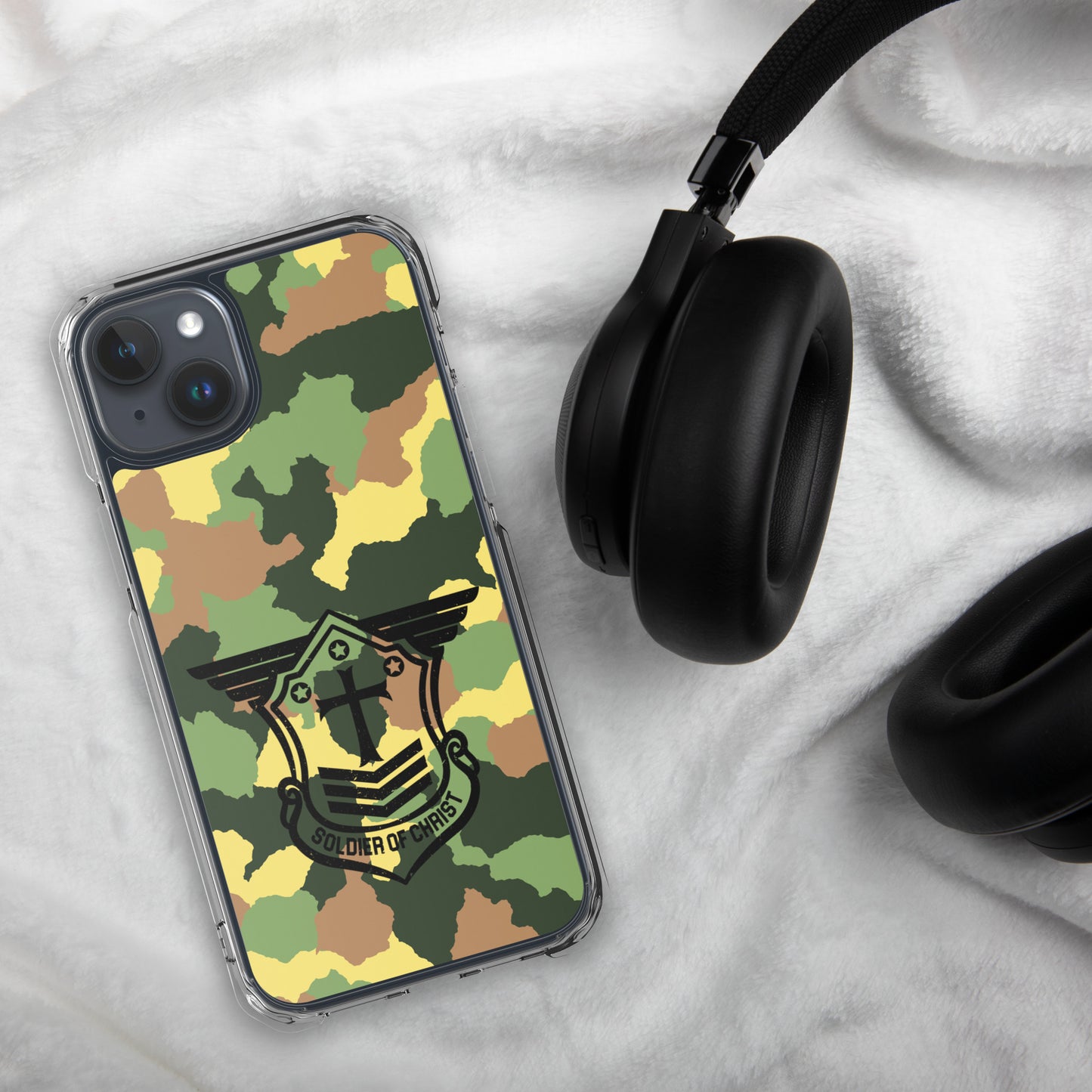 Soldier of Christ Black Camo Green Clear Case for iPhone®