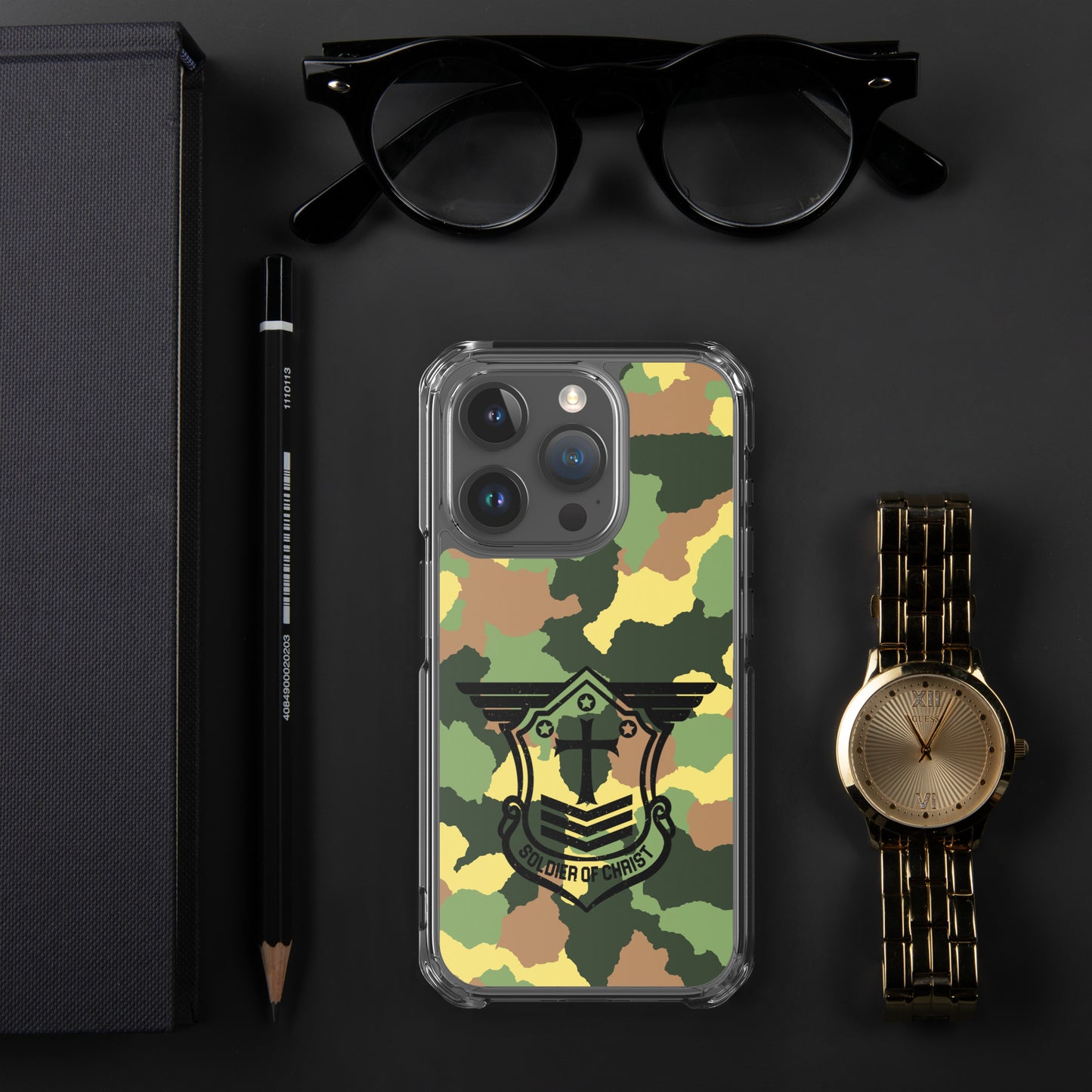 Soldier of Christ Black Camo Green Clear Case for iPhone®