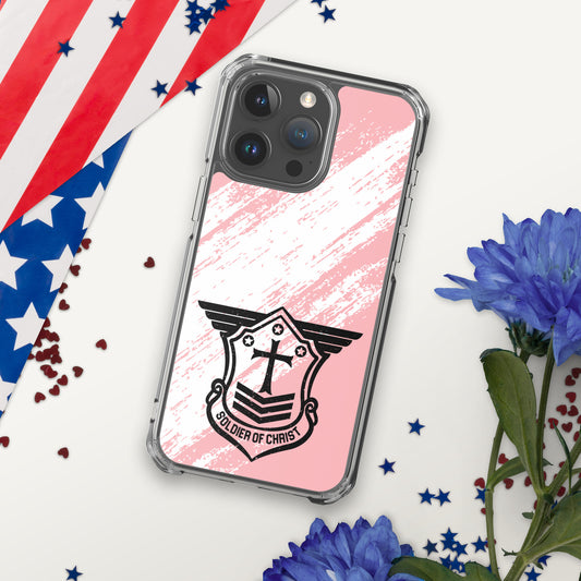 Soldier of Christ Black Rose Pink Brush Clear Case for iPhone®