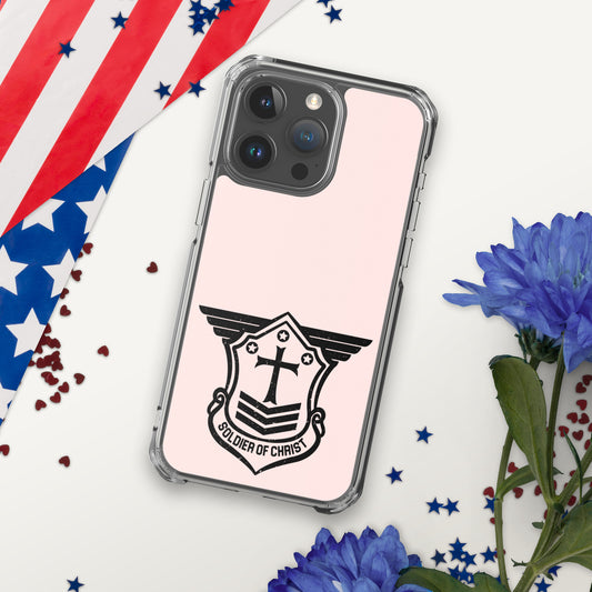 Soldier of Christ Black Rose Pink Clear Case for iPhone®