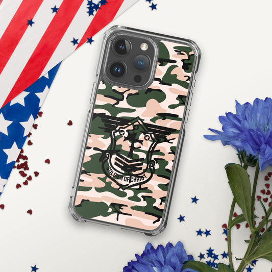 Soldier of Christ Black Camo Pink Clear Case for iPhone®