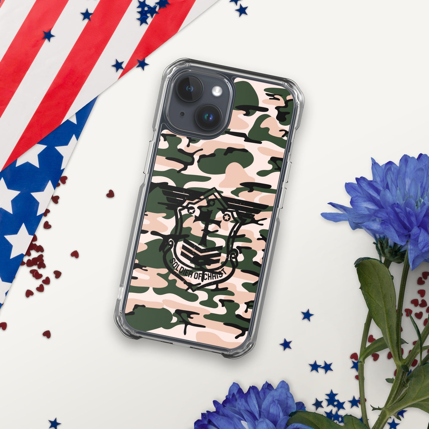 Soldier of Christ Black Camo Pink Clear Case for iPhone®