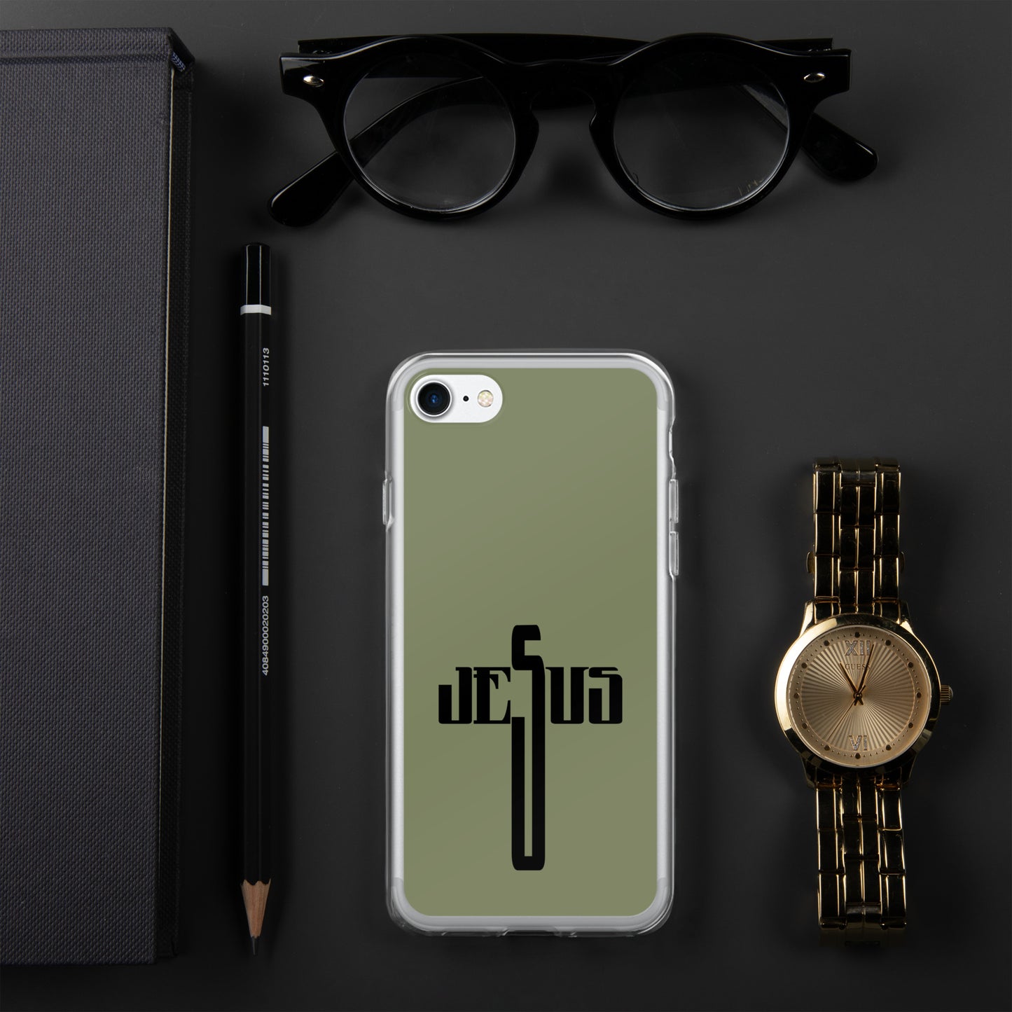 Jesus Cross Black Military Green Clear Case for iPhone®