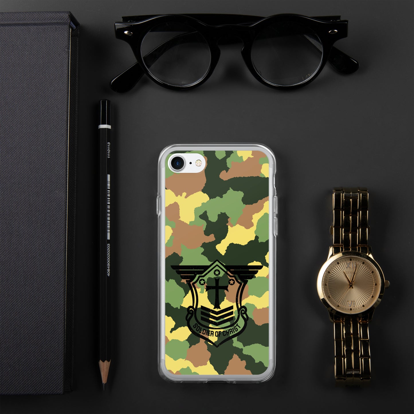 Soldier of Christ Black Camo Green Clear Case for iPhone®