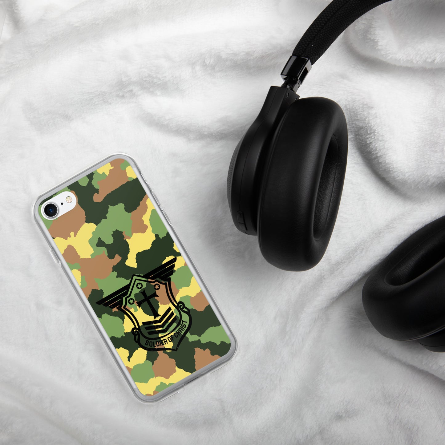 Soldier of Christ Black Camo Green Clear Case for iPhone®