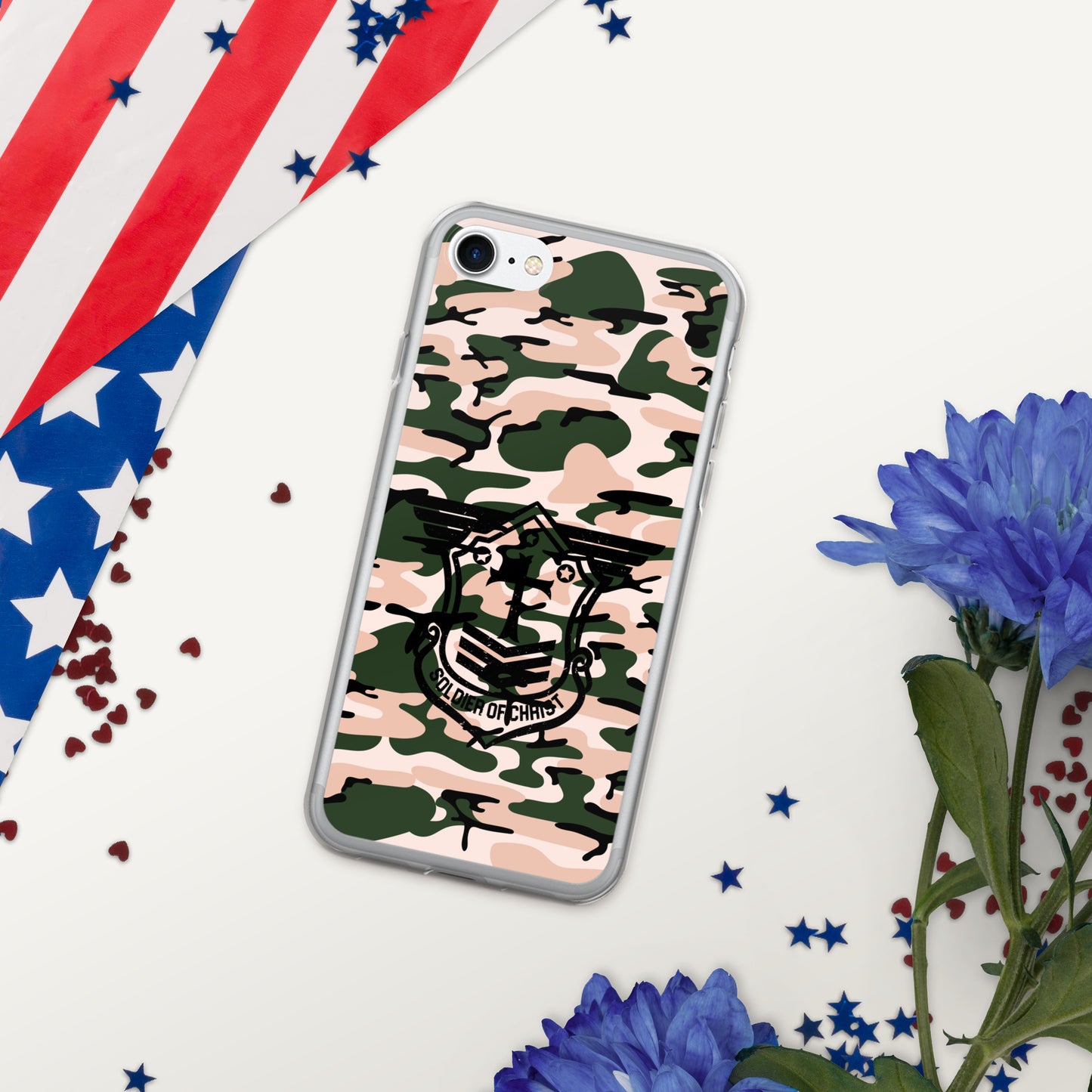 Soldier of Christ Black Camo Pink Clear Case for iPhone®