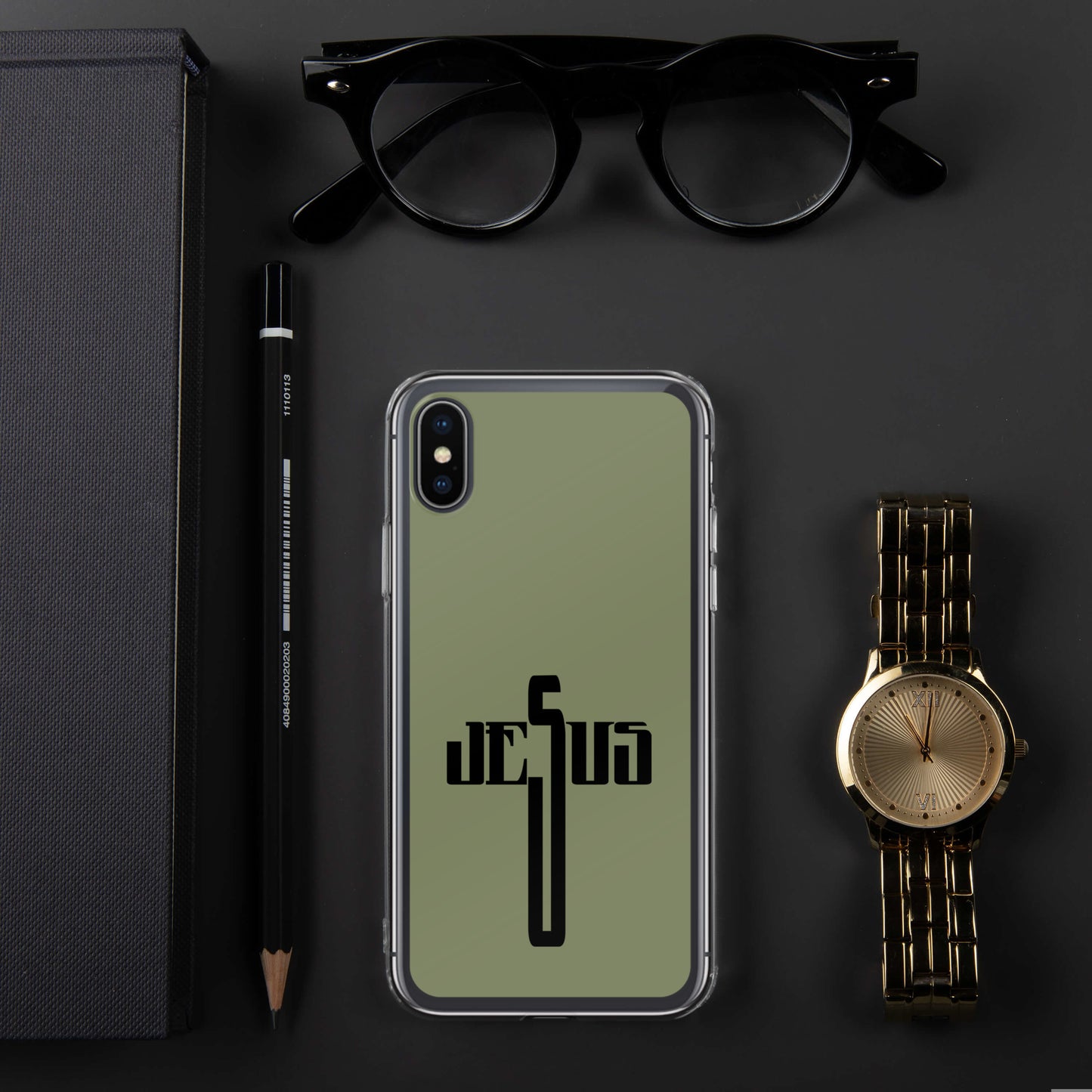 Jesus Cross Black Military Green Clear Case for iPhone®