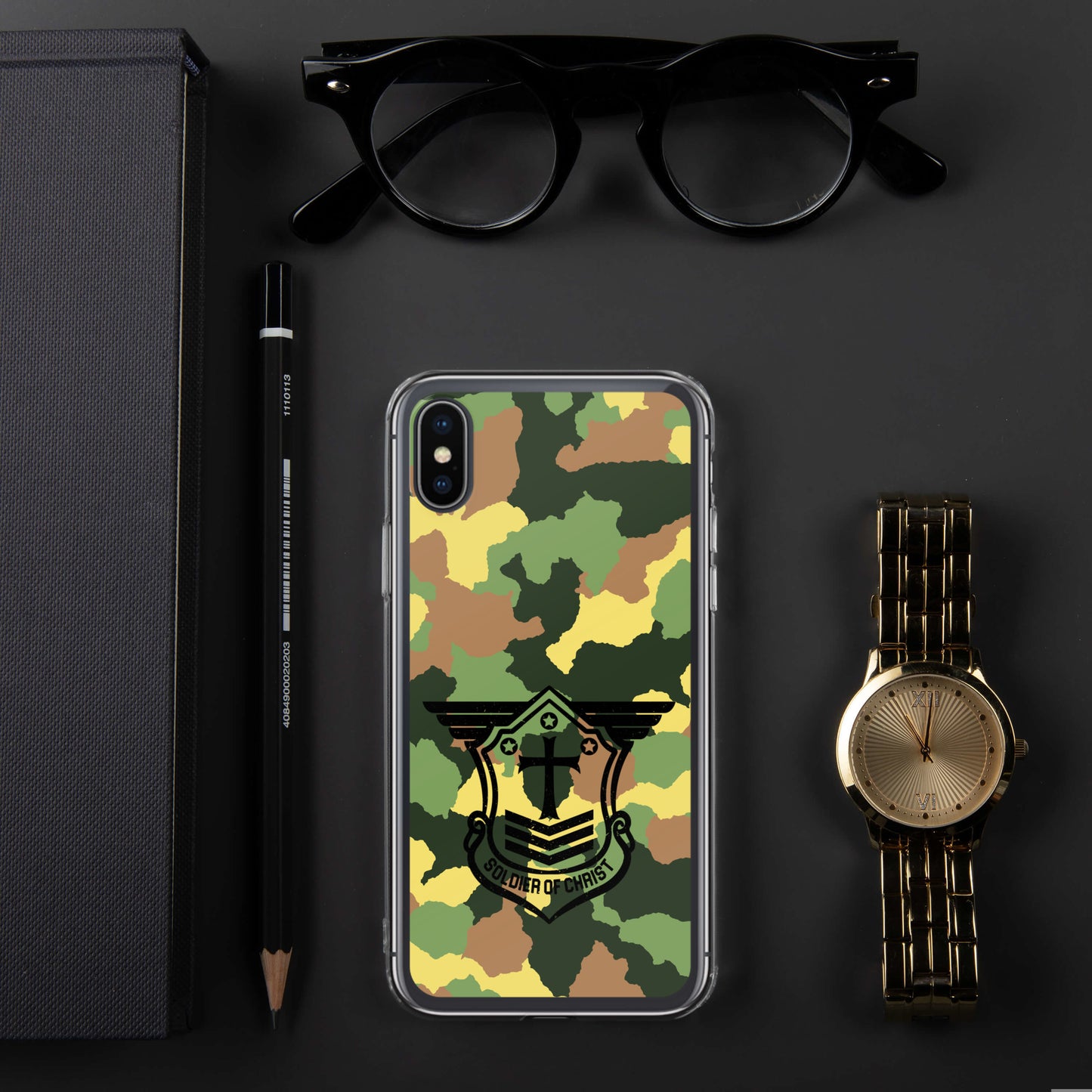 Soldier of Christ Black Camo Green Clear Case for iPhone®