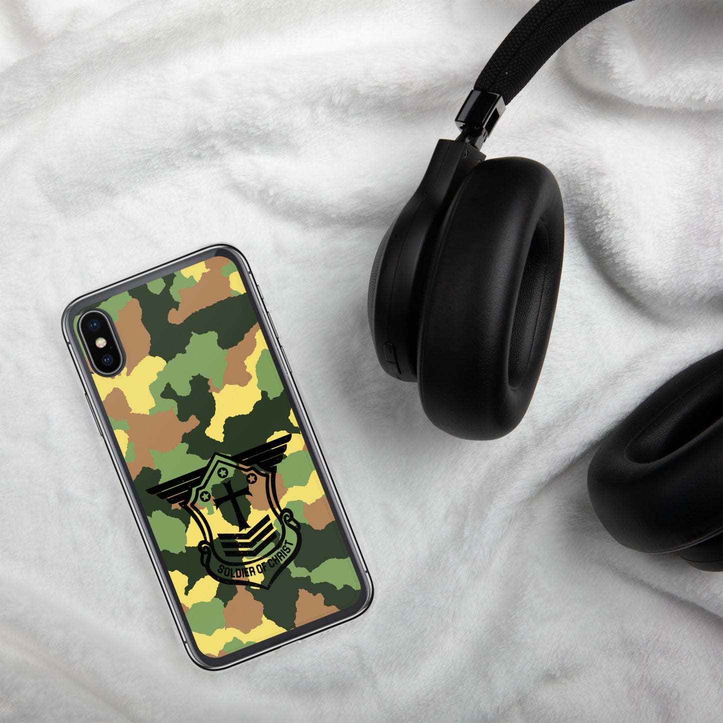 Soldier of Christ Black Camo Green Clear Case for iPhone®