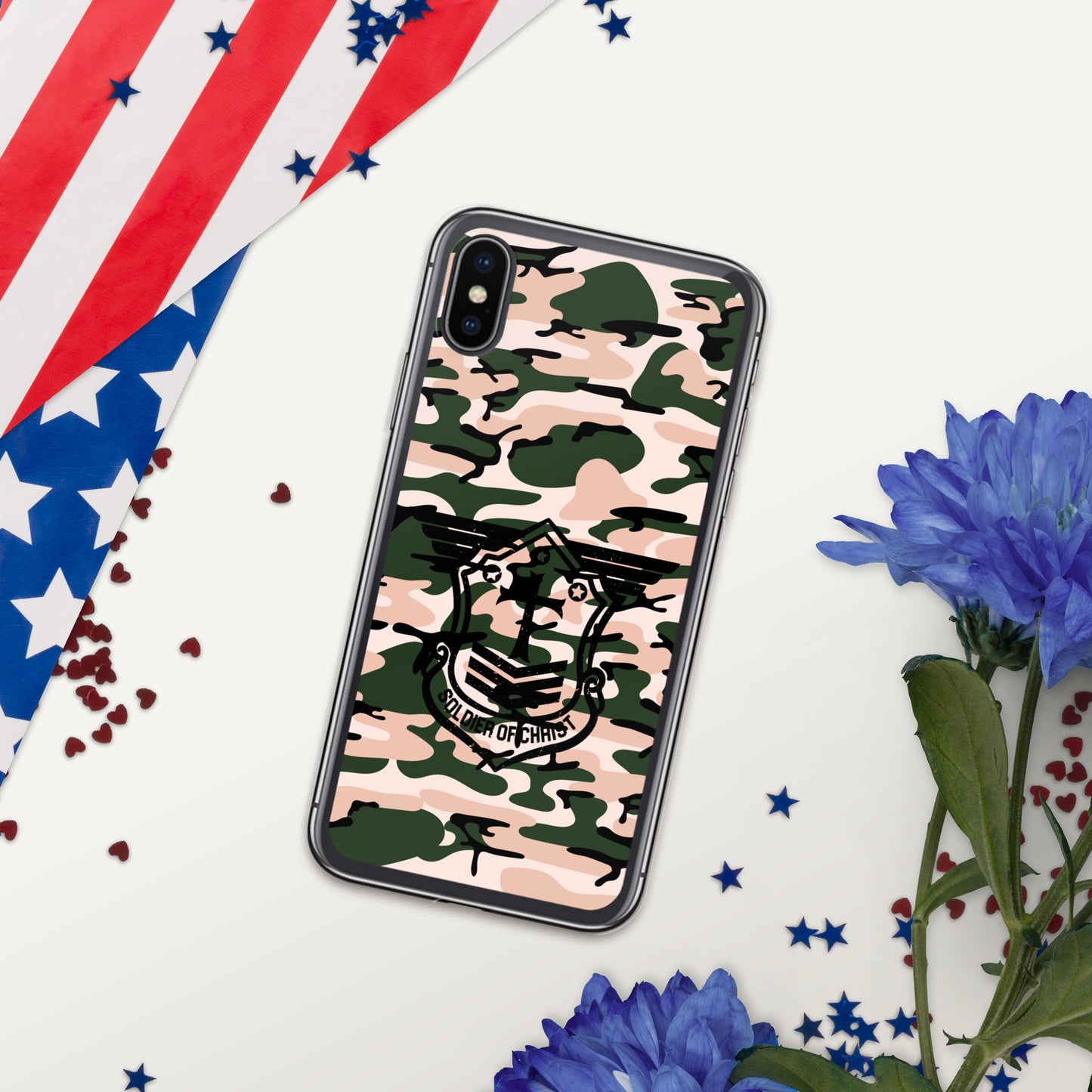 Soldier of Christ Black Camo Pink Clear Case for iPhone®