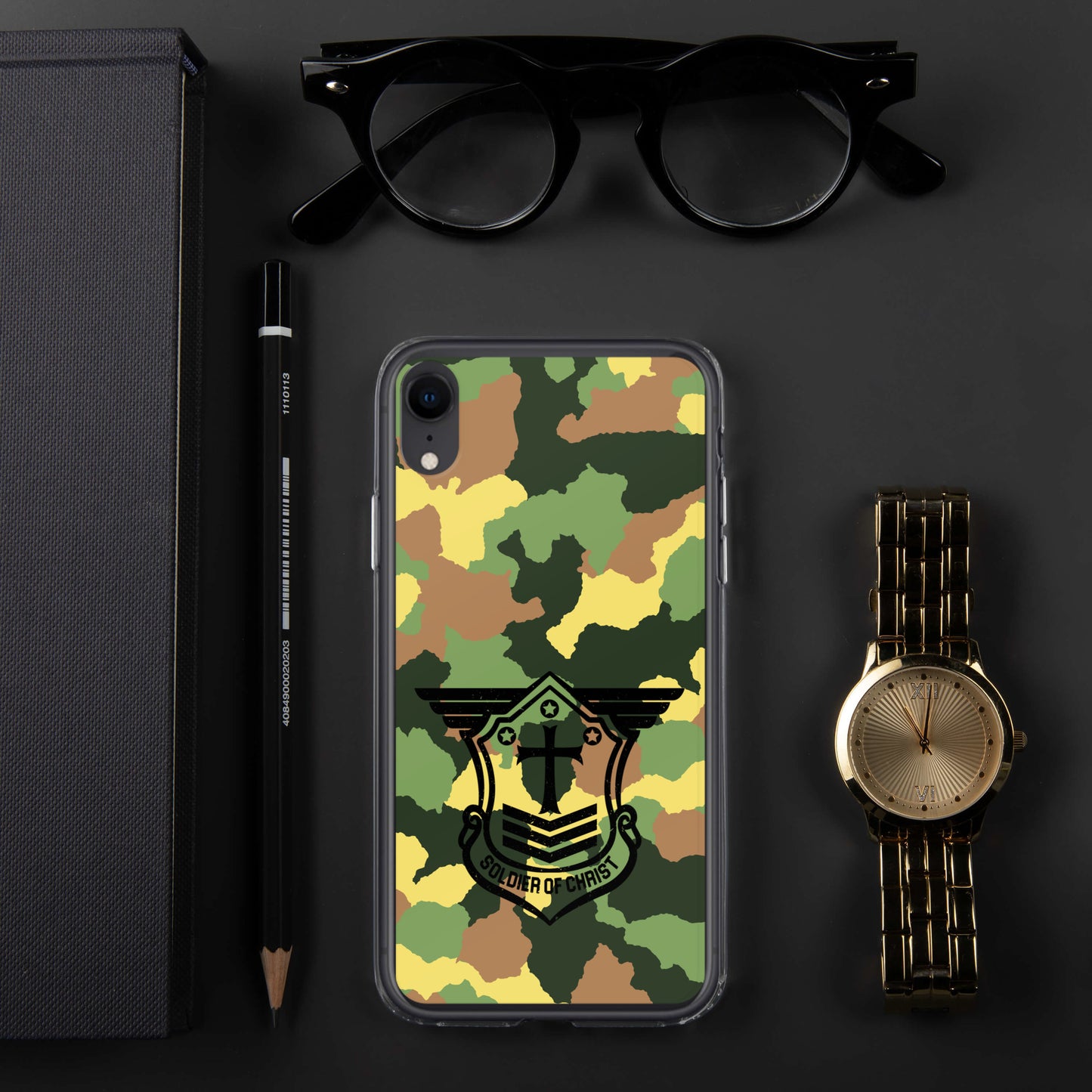 Soldier of Christ Black Camo Green Clear Case for iPhone®