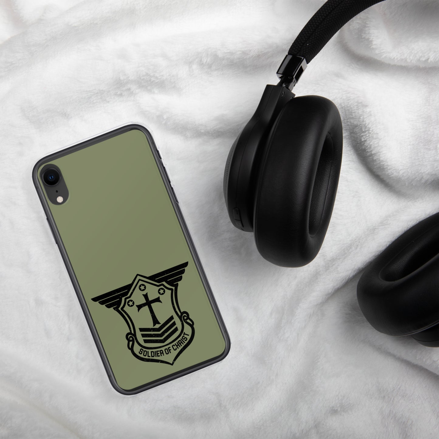 Soldier of Christ Black Military Green Clear Case for iPhone®