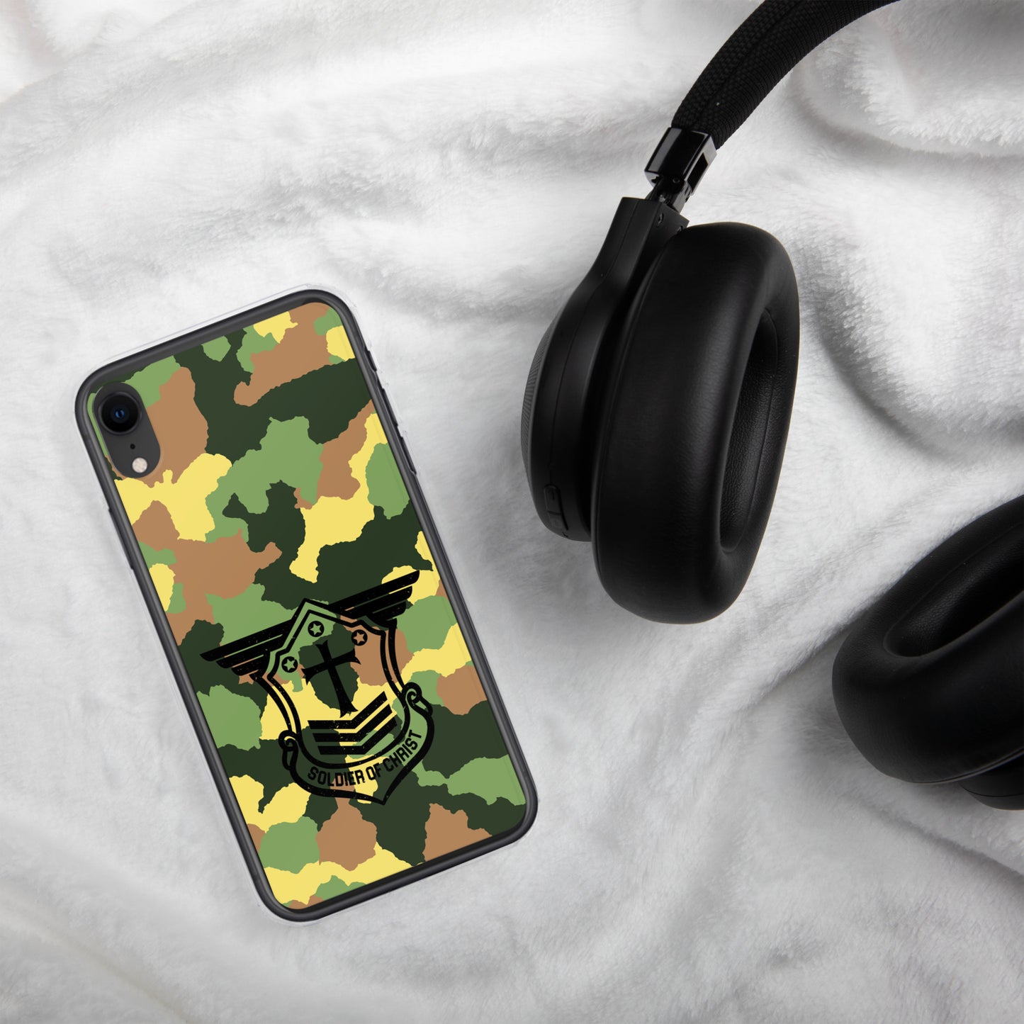 Soldier of Christ Black Camo Green Clear Case for iPhone®