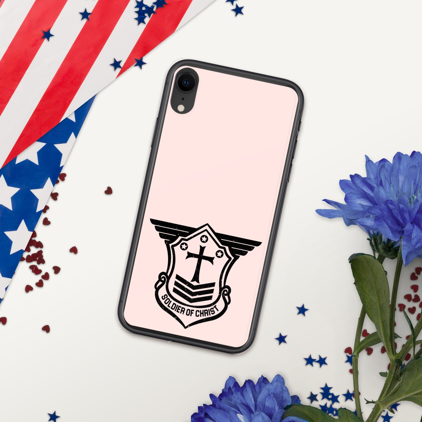 Soldier of Christ Black Rose Pink Clear Case for iPhone®