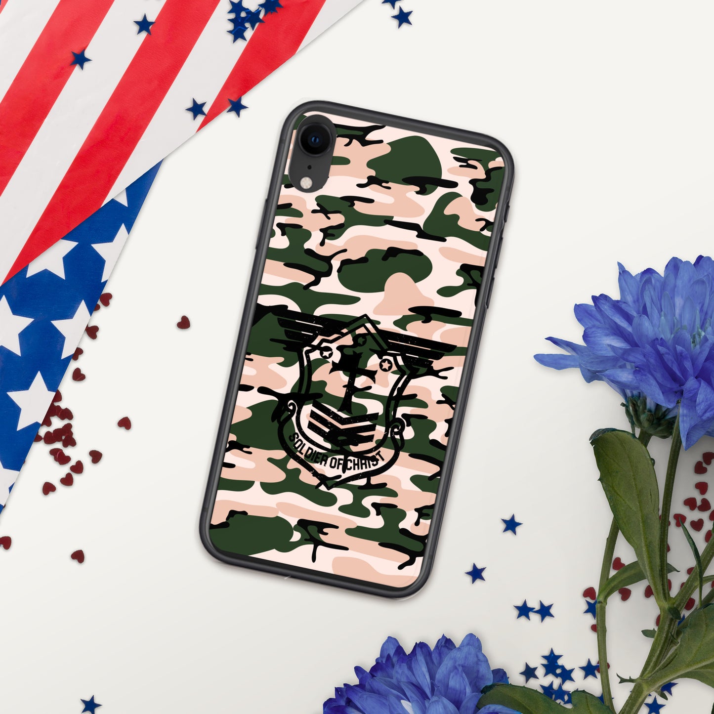 Soldier of Christ Black Camo Pink Clear Case for iPhone®