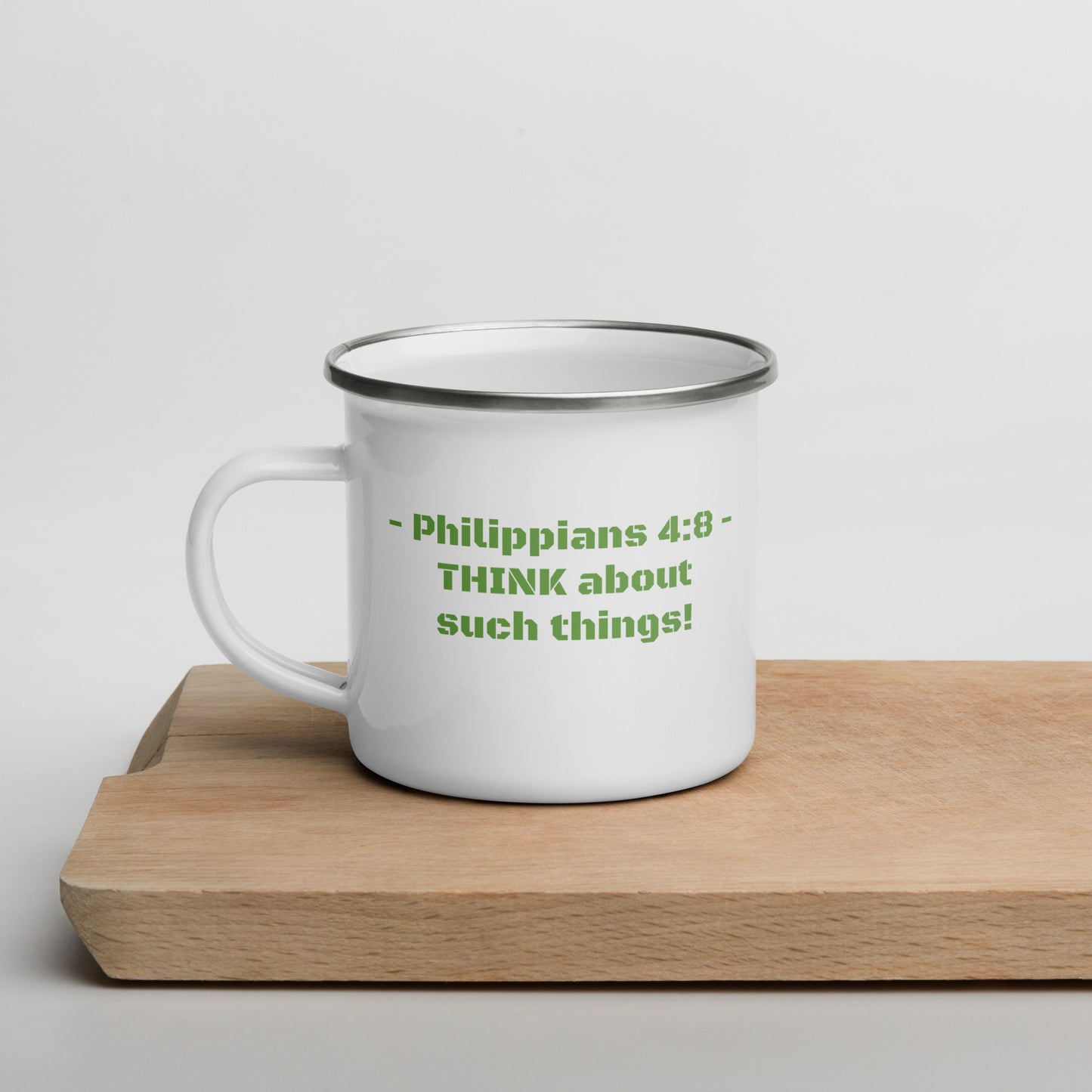 Philippians 4:8 Enamel Mug