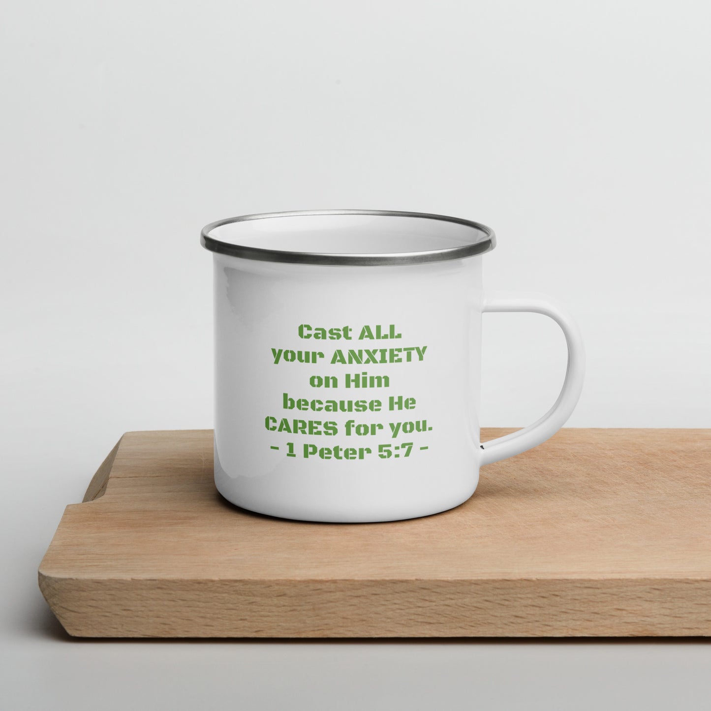 1 Peter 5:7 Enamel Mug