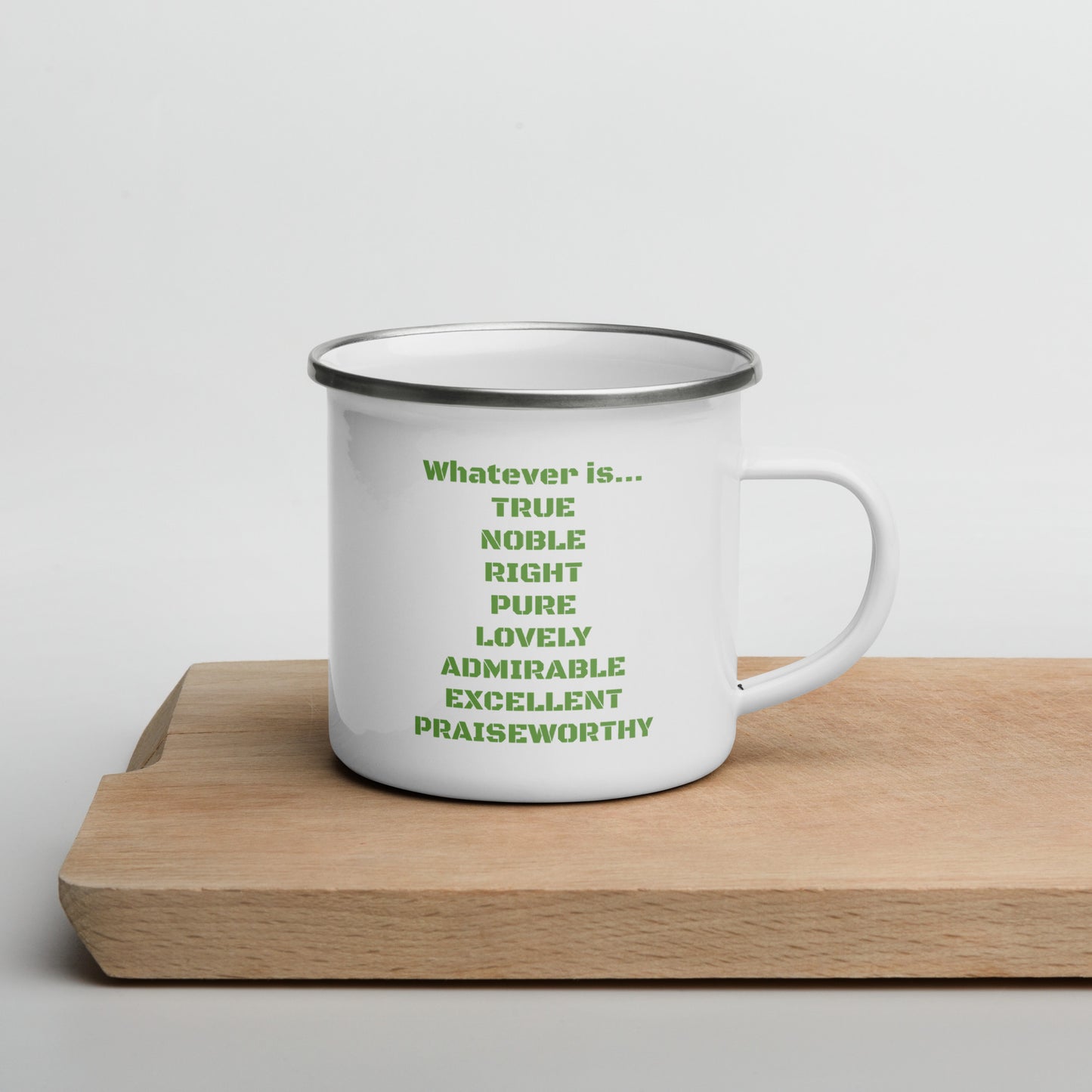 Philippians 4:8 Enamel Mug