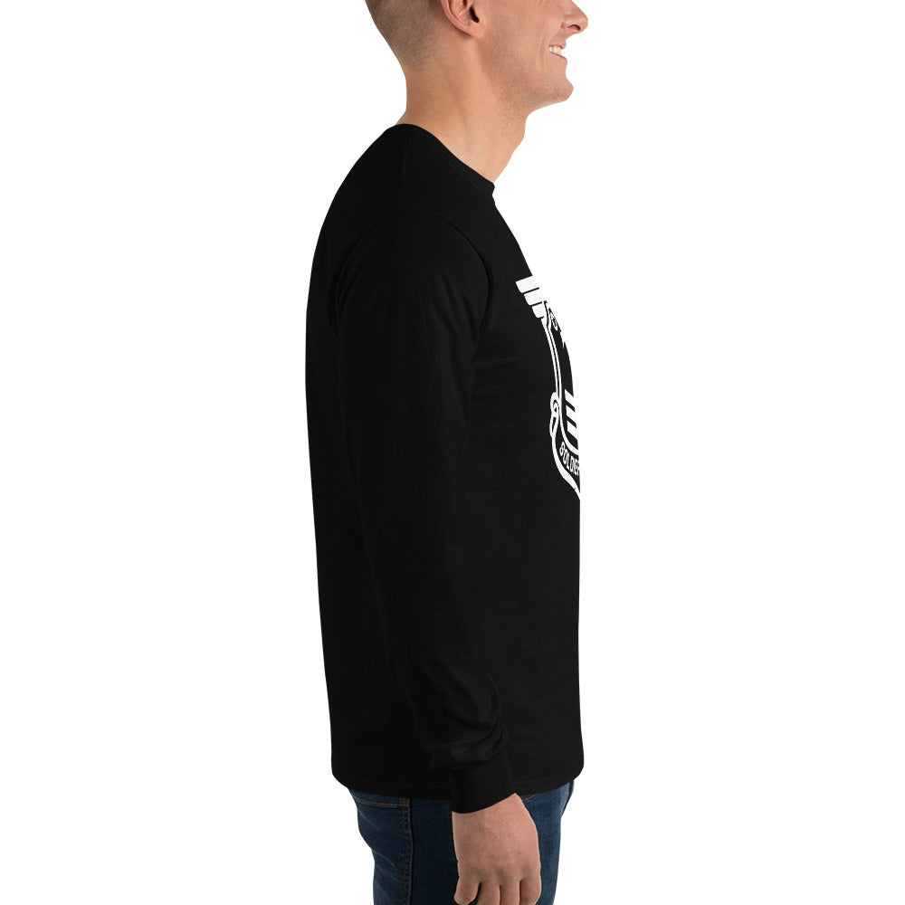 Men’s Long Sleeve T-Shirt with White Soldier of Christ Emblem Front