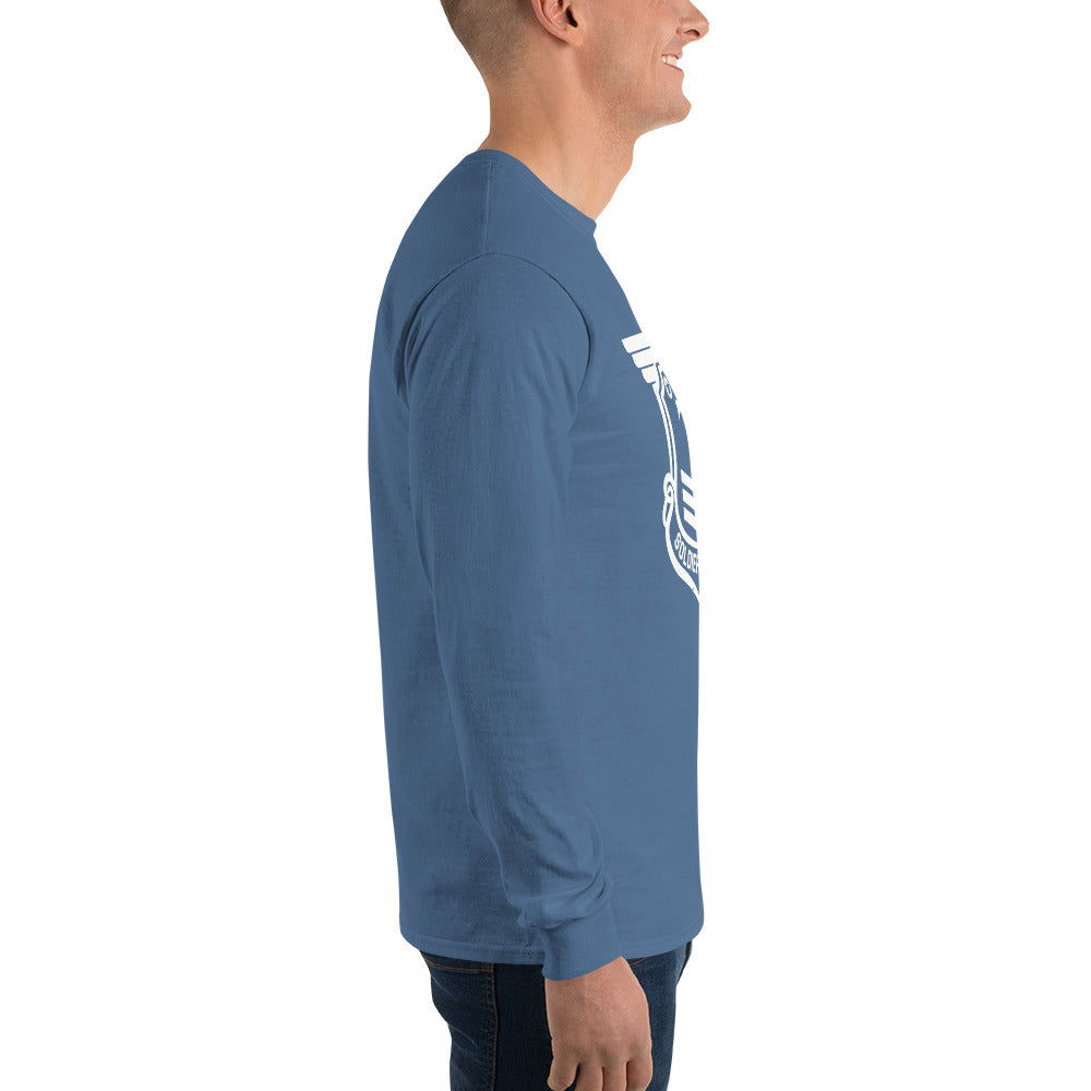 Men’s Long Sleeve T-Shirt with White Soldier of Christ Emblem Front