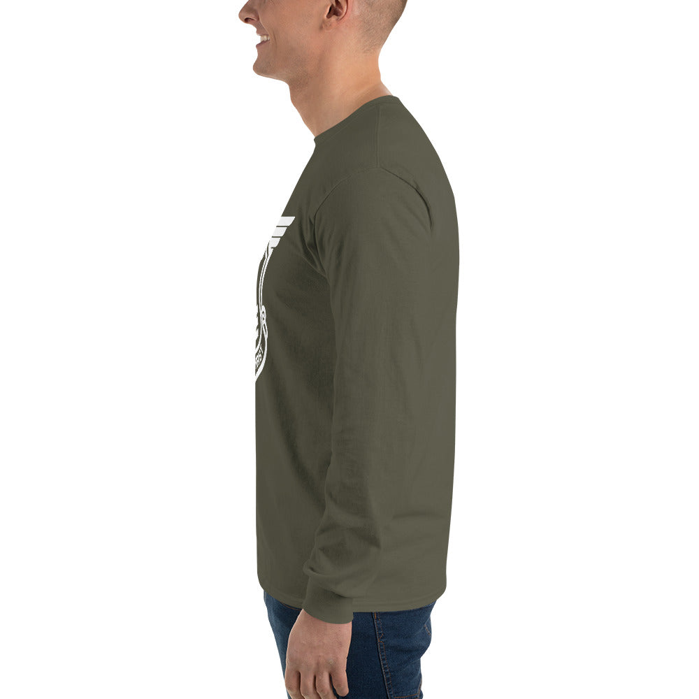 Men’s Long Sleeve T-Shirt with White Soldier of Christ Emblem Front