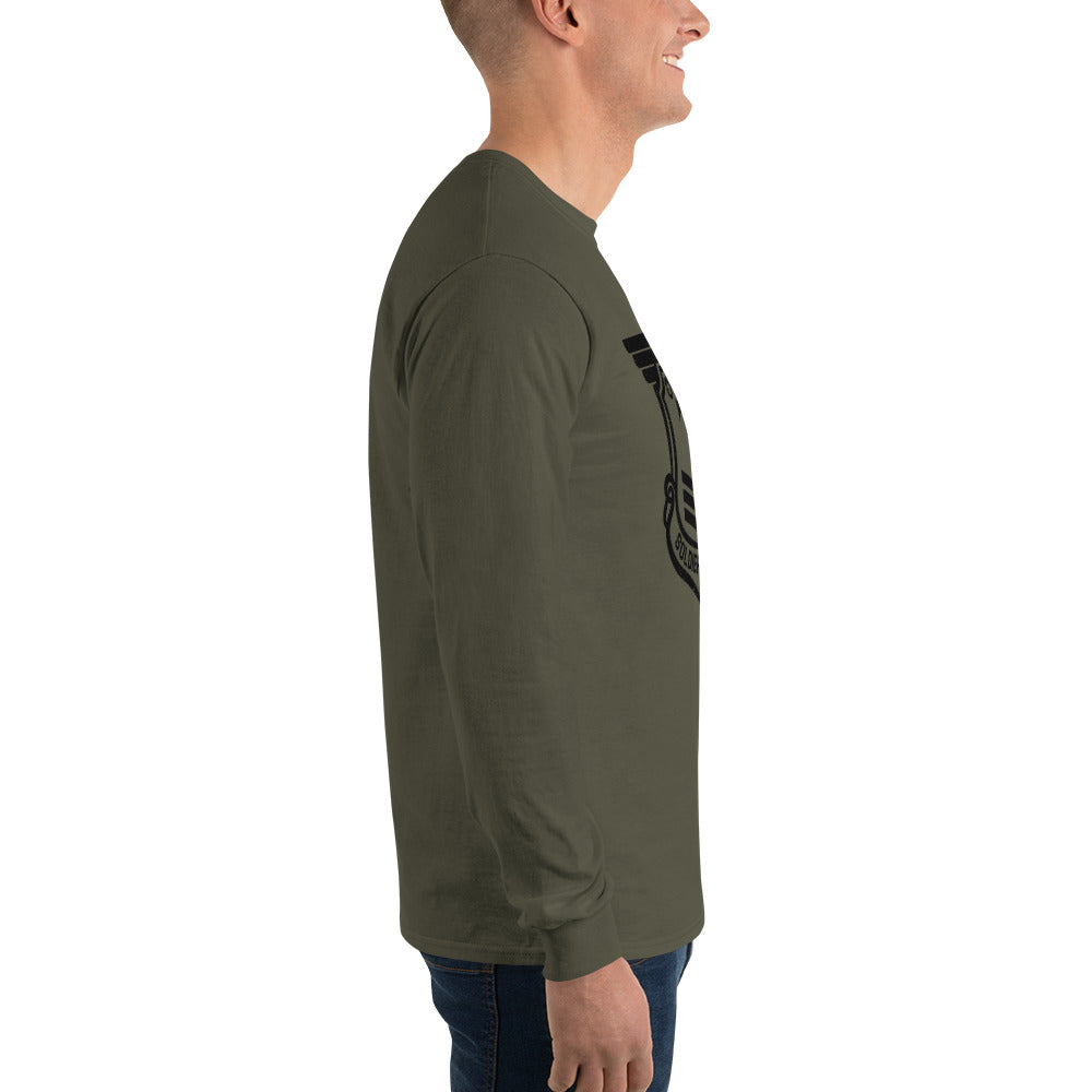 Men’s Long Sleeve T-Shirt with Black Soldier of Christ Emblem Front