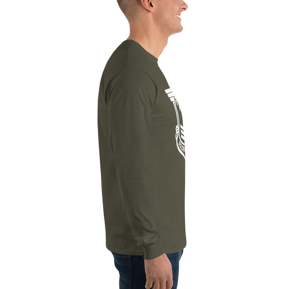 Men’s Long Sleeve T-Shirt with White Soldier of Christ Emblem Front