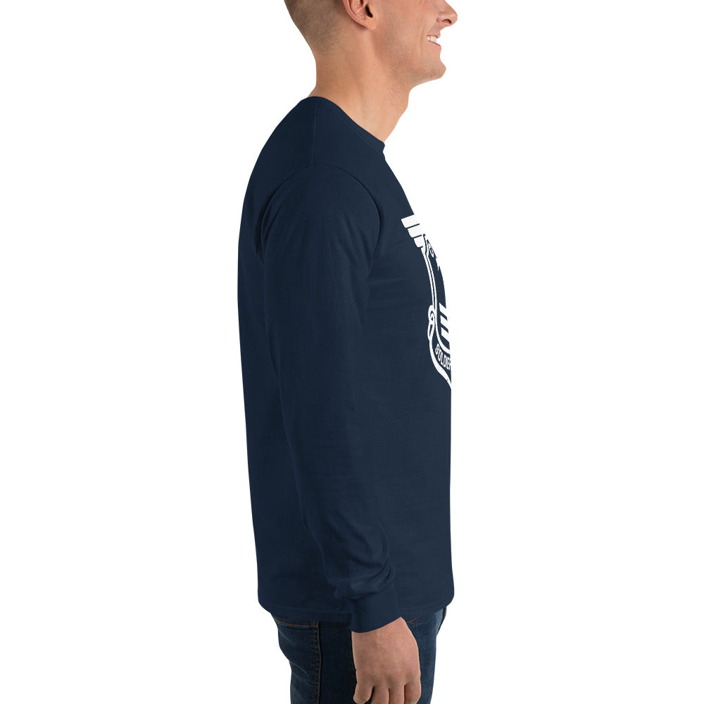 Men’s Long Sleeve T-Shirt with White Soldier of Christ Emblem Front