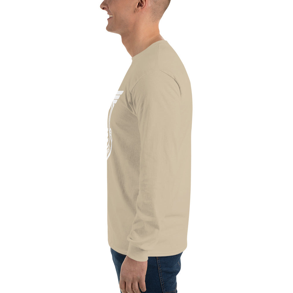 Men’s Long Sleeve T-Shirt with White Soldier of Christ Emblem Front