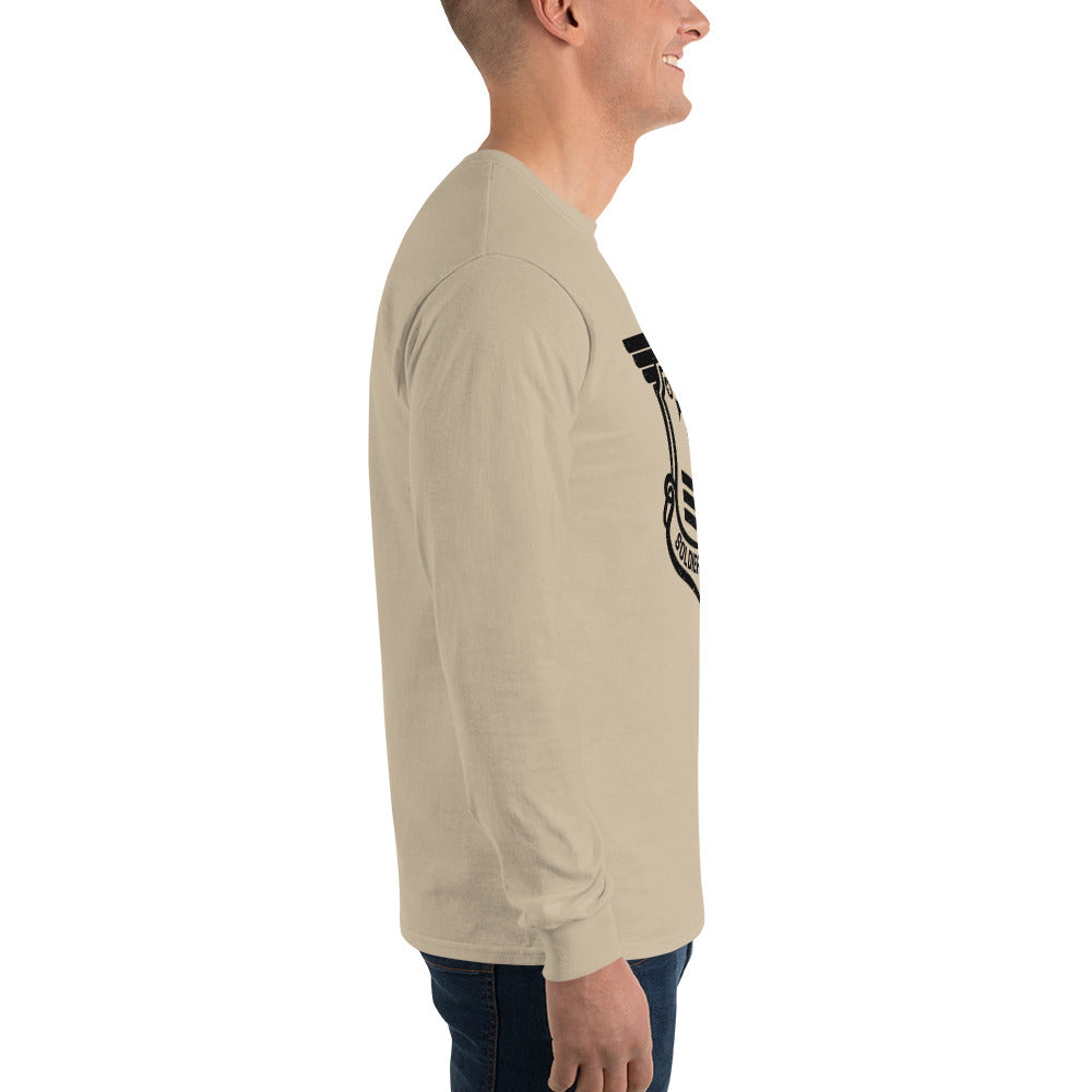 Men’s Long Sleeve T-Shirt with Black Soldier of Christ Emblem Front