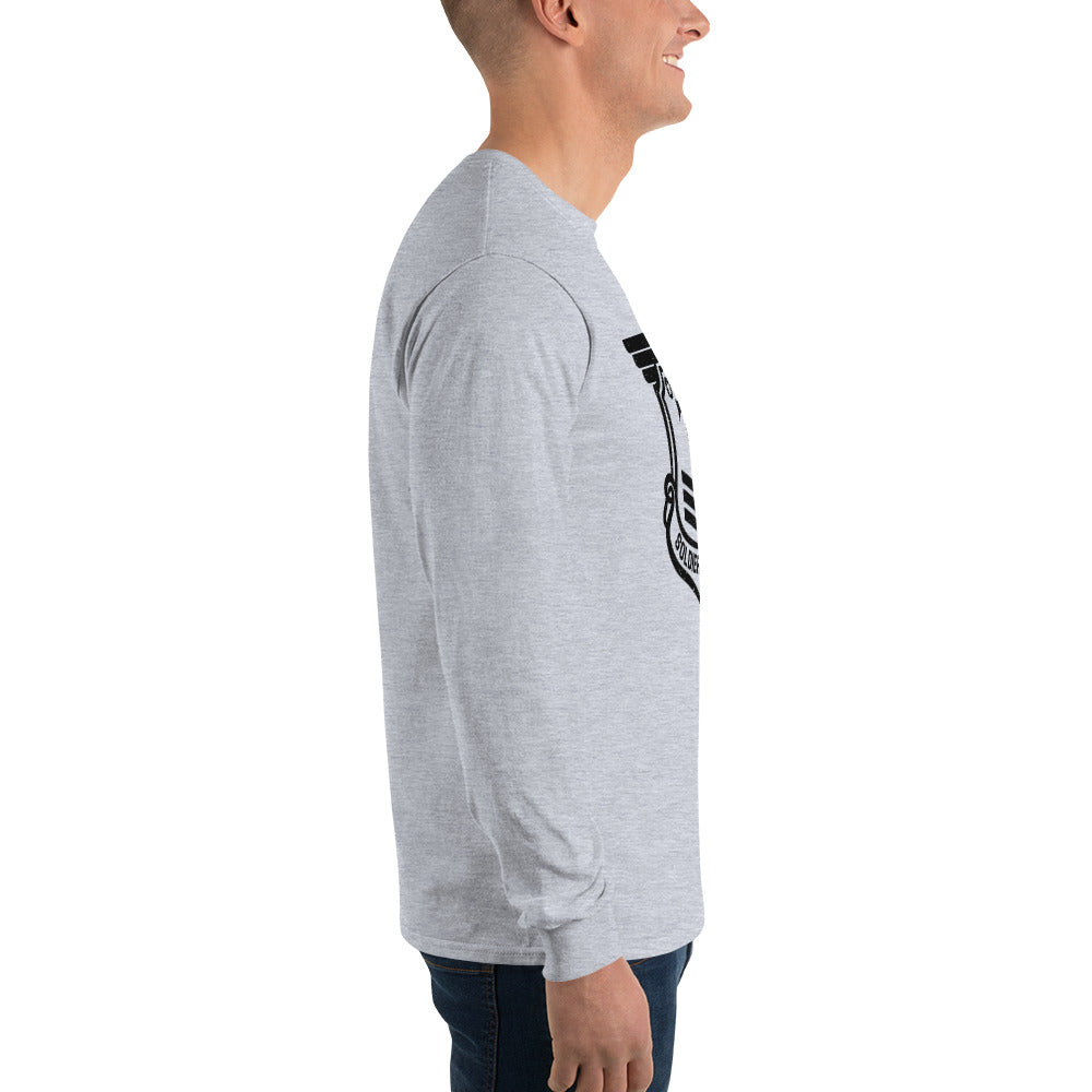 Men’s Long Sleeve T-Shirt with Black Soldier of Christ Emblem Front