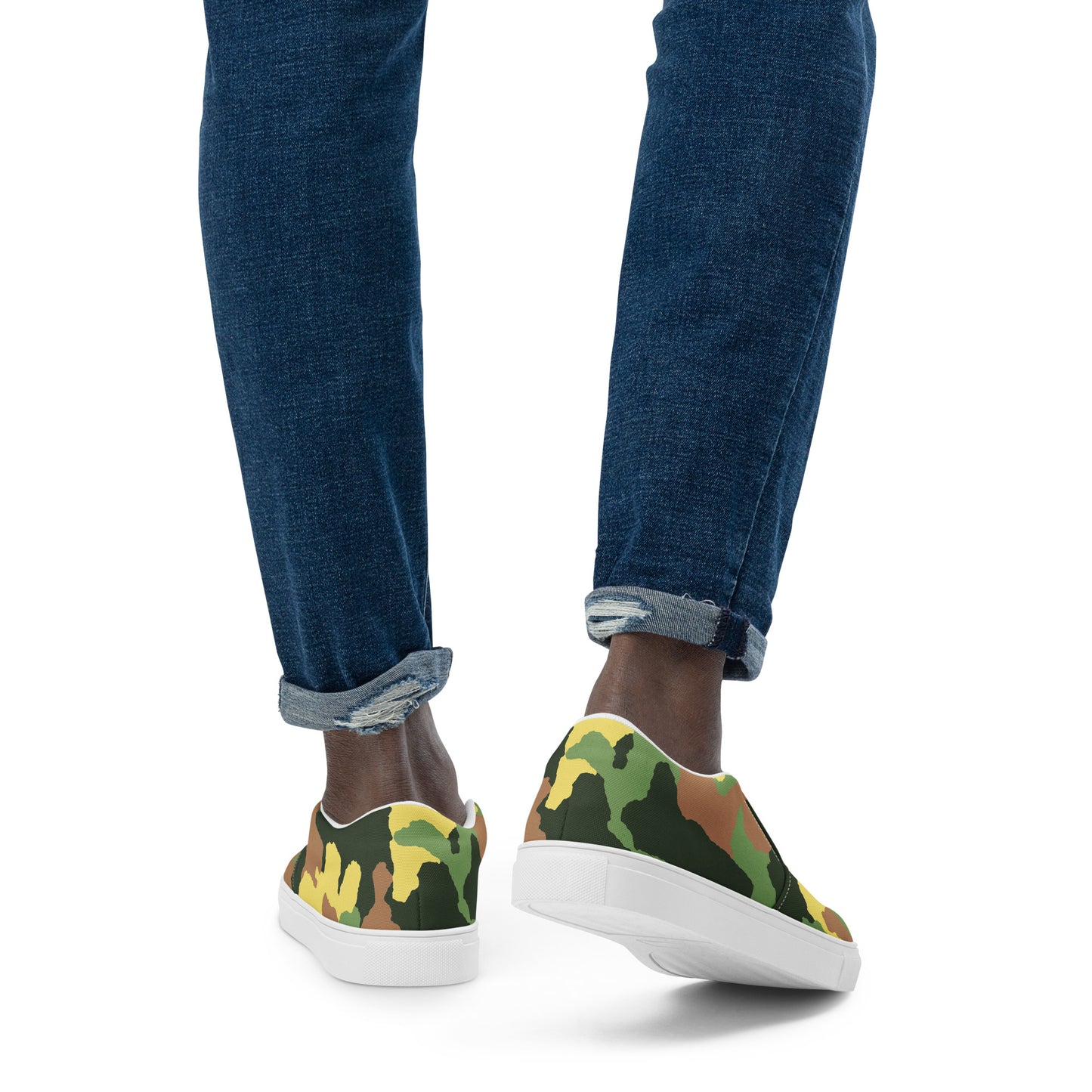 Green Camo Multi-Color Men’s Slip-on Canvas Shoes