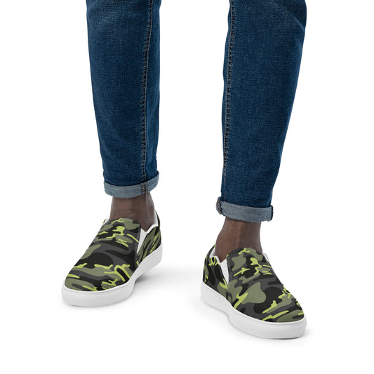 Green Camo Men’s Slip-on Canvas Shoes