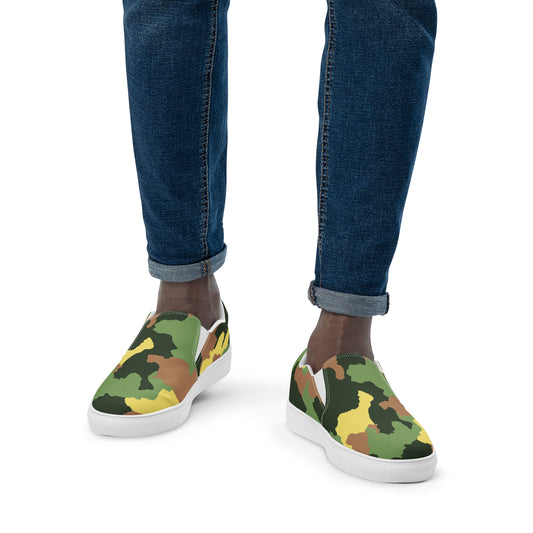 Green Camo Multi-Color Men’s Slip-on Canvas Shoes